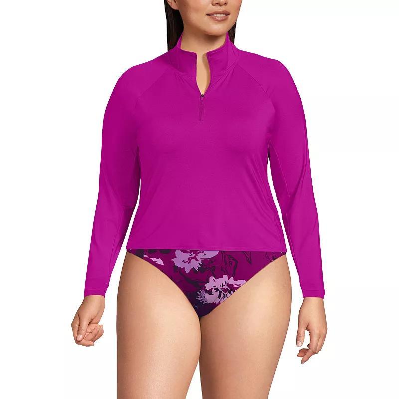 Plus Size Lands' End Long Sleeve Quarter Zip UPF 50 Swim Top, Women's, Size: 1XL, Icy Mint Green Product Image