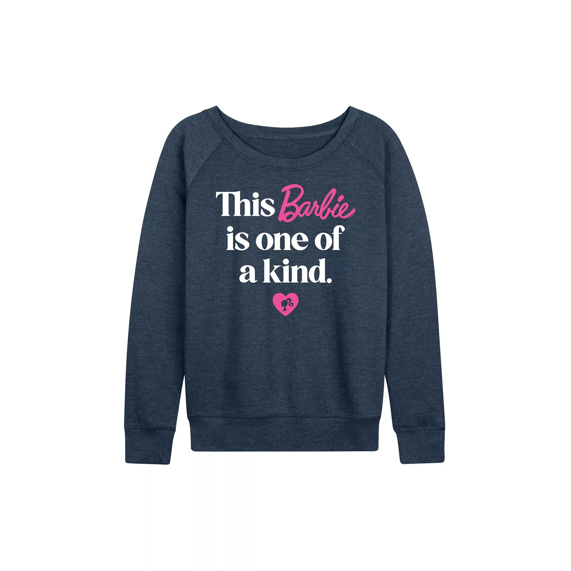Womens Barbie One Of A Kind French Terry Long Sleeve Tee Grey Green Product Image