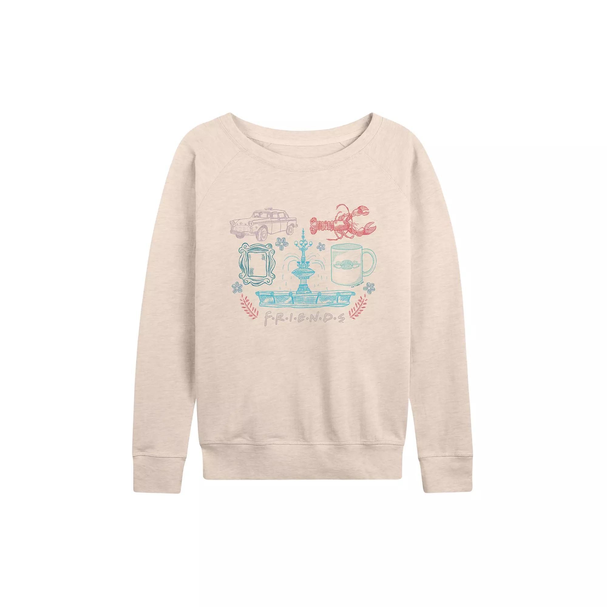 Womens Friends Icon Grid French Terry Long Sleeve Tee Product Image