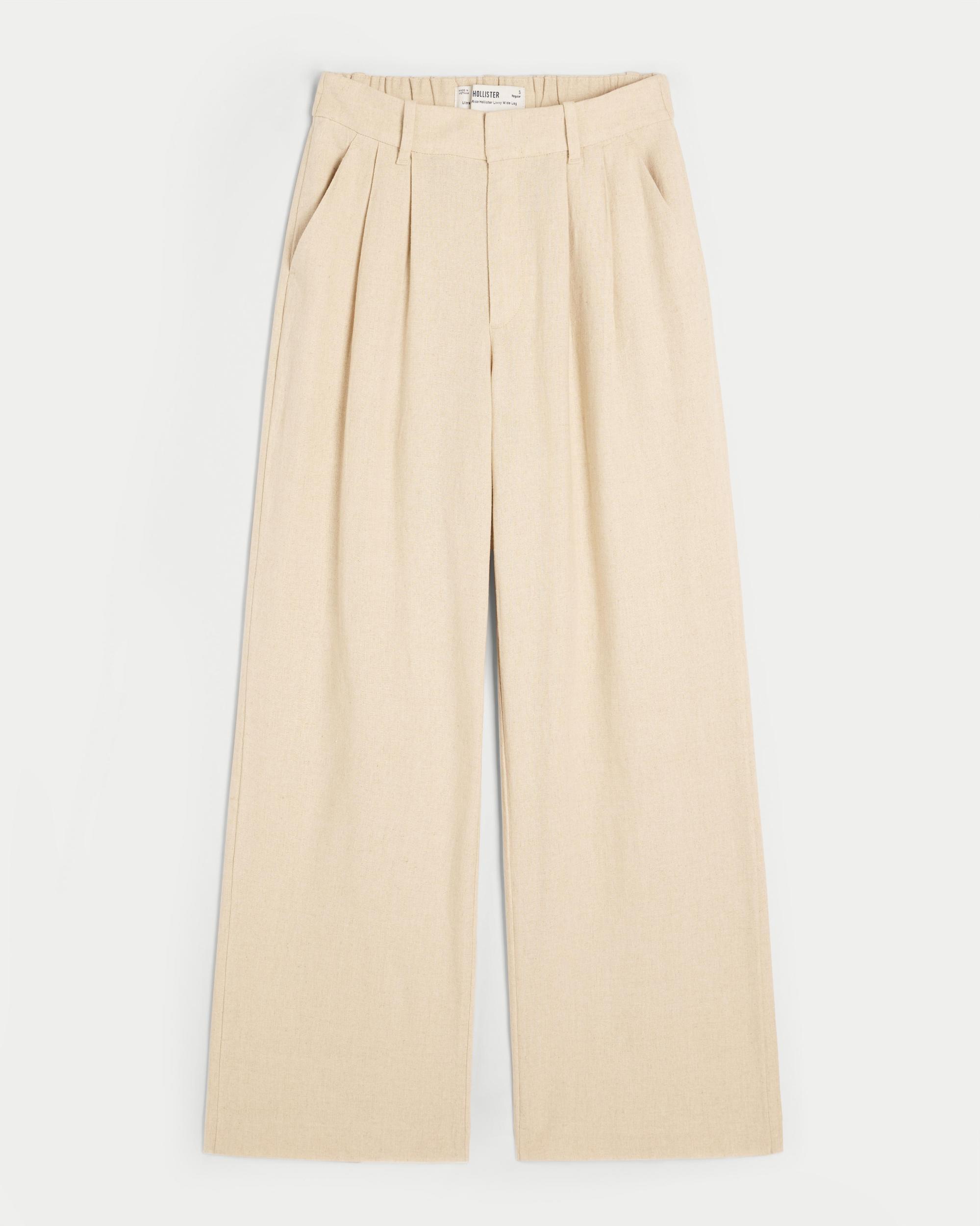 Hollister Livvy Ultra High-Rise Linen-Blend Wide-Leg Pants Product Image