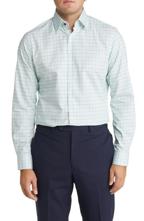 Duchamp Men's Tailored Fit Plaid Dress Shirt in Green at Nordstrom, Size 15 Product Image