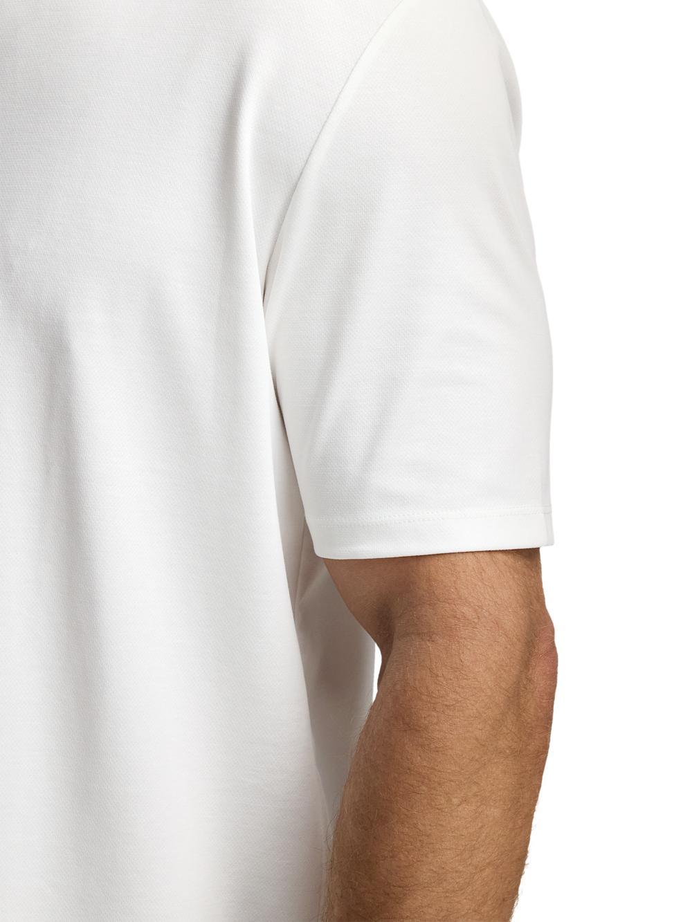 Cotton Blend Three Button Polo - White Product Image