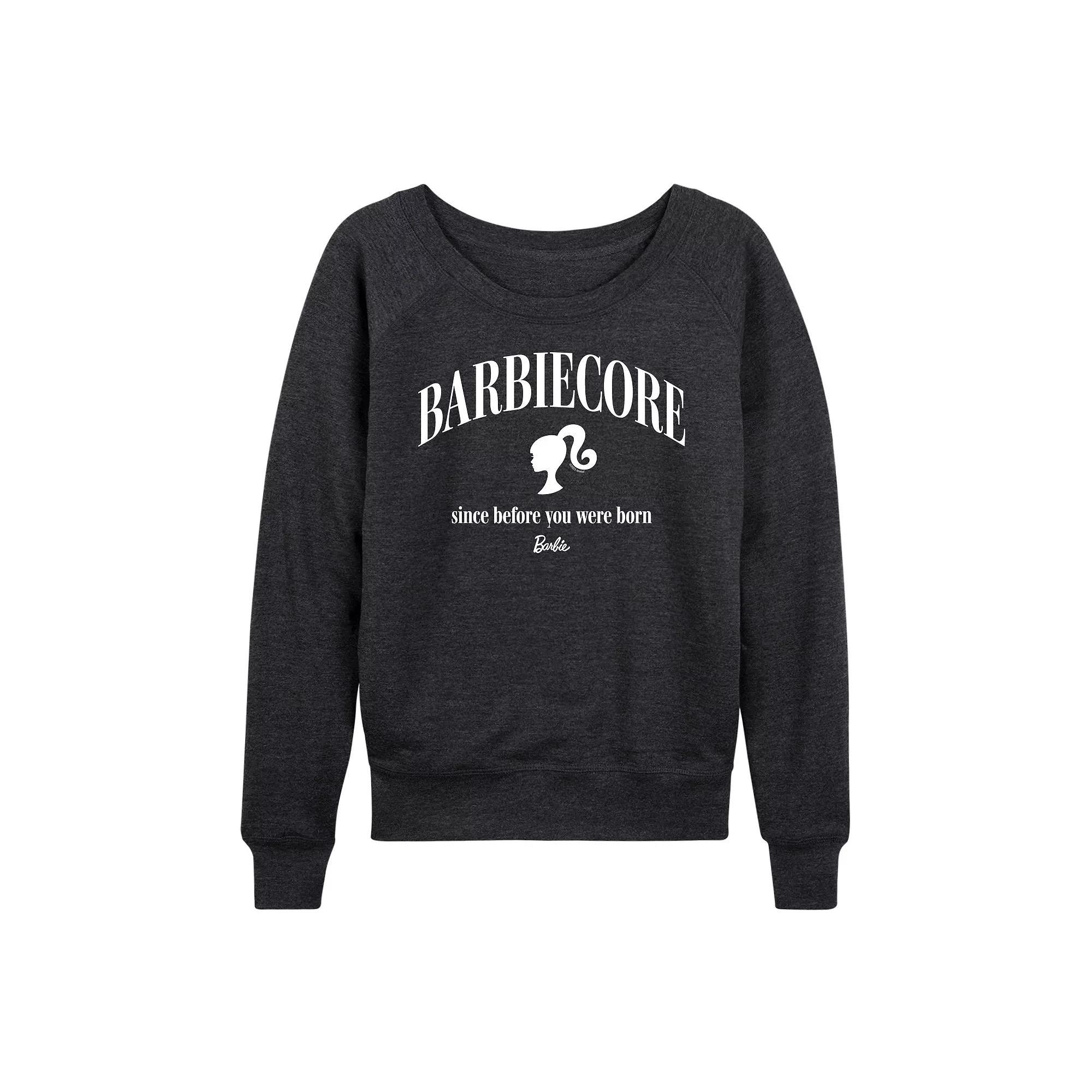 Womens Barbie Since Before You Were Born French Terry Long Sleeve Tee, Girls Heather Grey Product Image