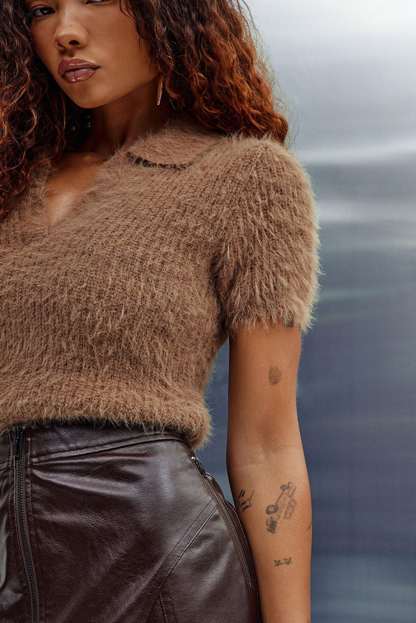 After Brunch Polo Sweater - Mocha Product Image