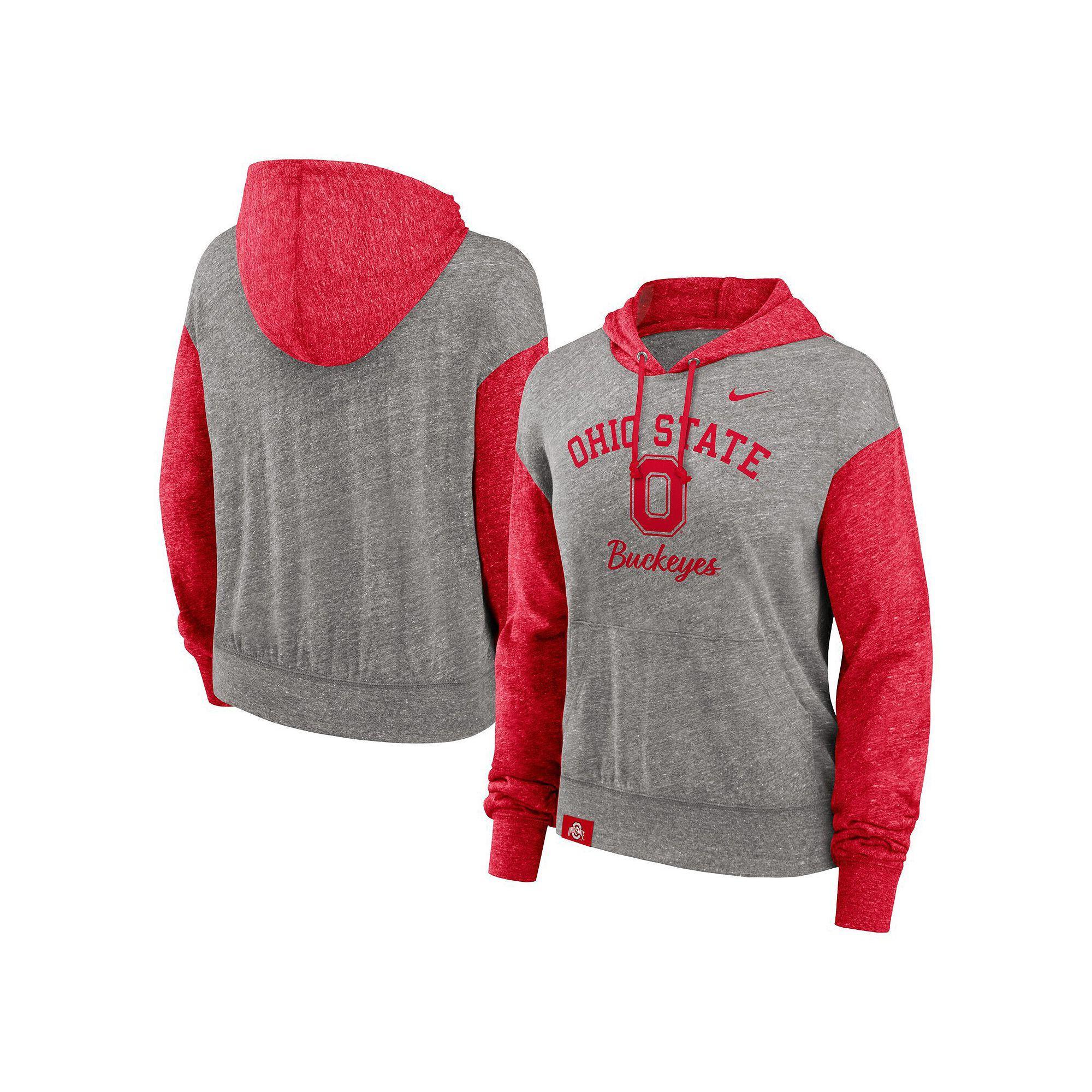 Women's Nike Heather Gray/Purple LSU Tigers Blitz Color Block Legacy Pullover Hoodie, Size: XL, Grey Product Image