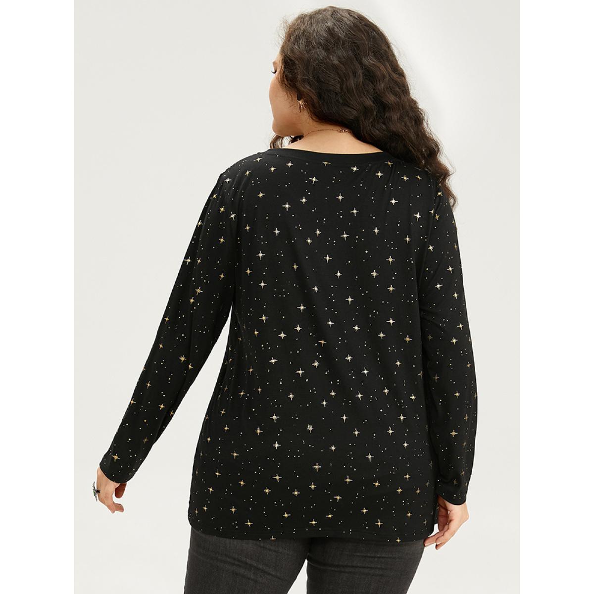Plus Size Plain Zipper Half Elastic Cuffs Batwing Sleeve Sweatshirt Women Indigo Casual Elastic cuffs V-neck Dailywear Sweatshirts BloomChic 30/6X Product Image