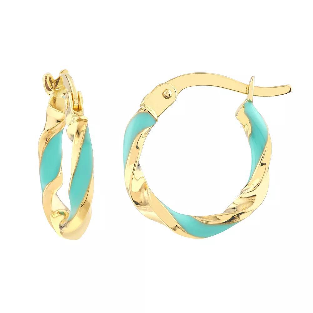 Color Romance 10 mm Enamel Twist Hoop Earrings, Women's, Blue Product Image