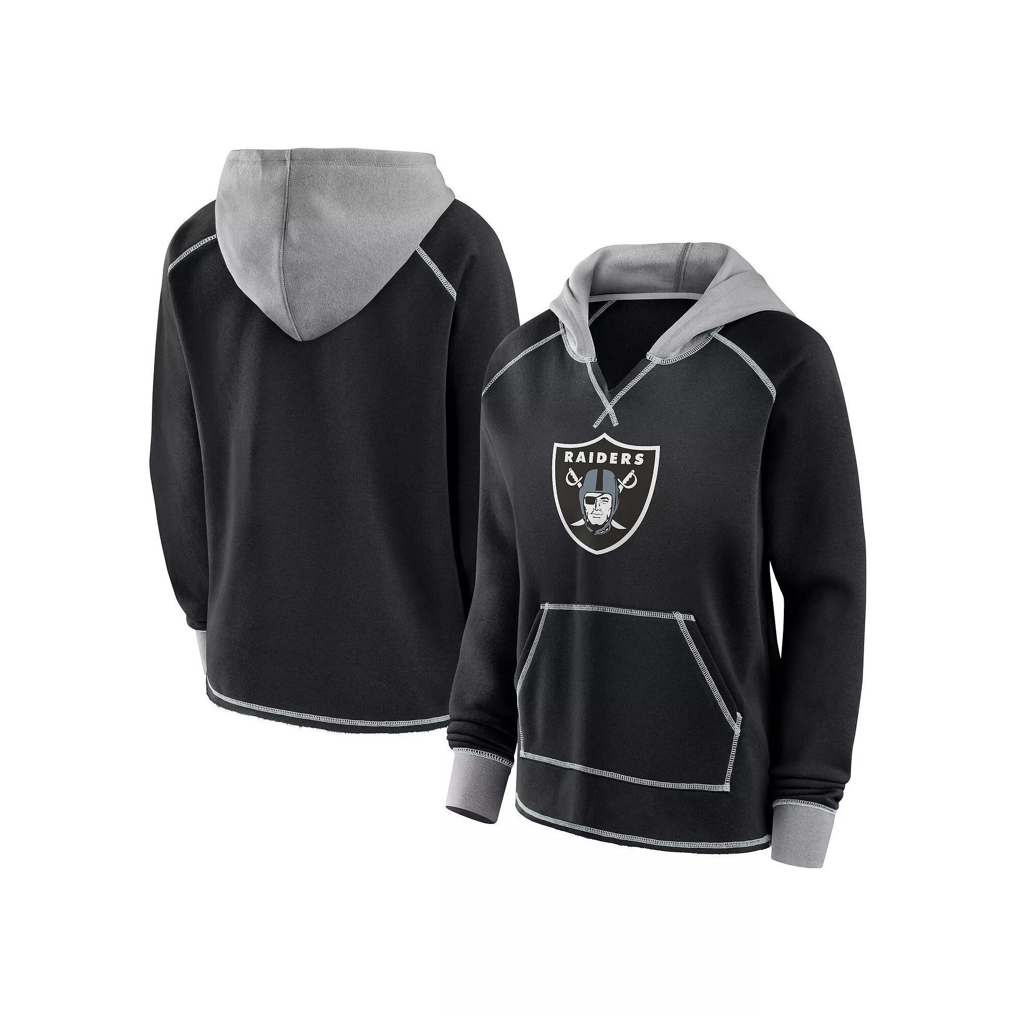Women's Black Las Vegas Raiders Boom Fleece Pullover V-Neck Hoodie, Size: XS, Lvr Black Product Image