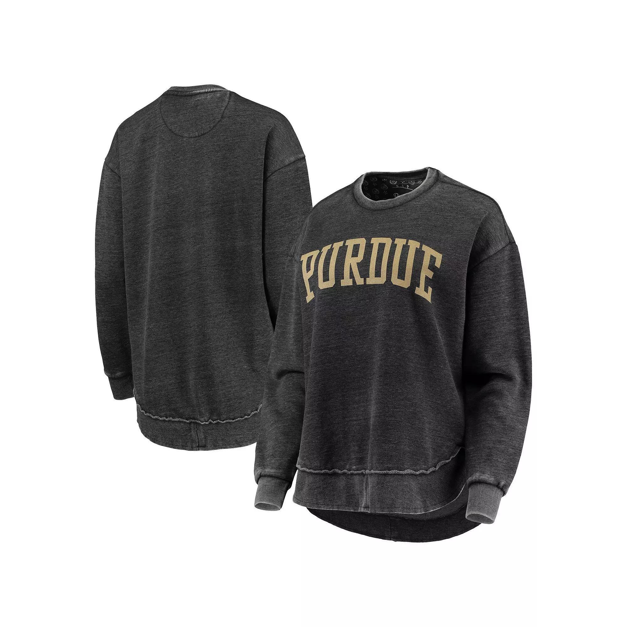 Women's Pressbox Black Purdue Boilermakers Vintage Wash Pullover Sweatshirt, Size: XL Product Image