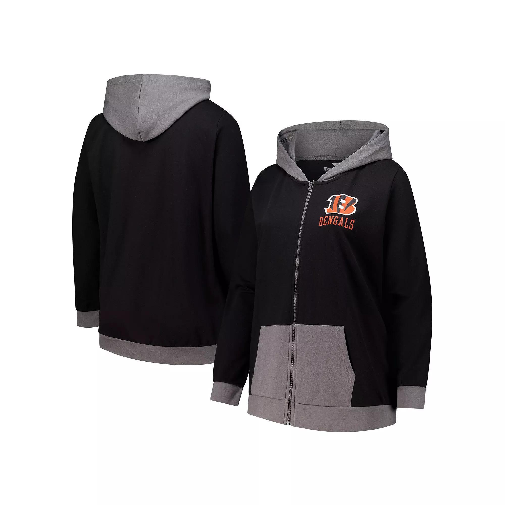 Women's Fanatics  Black Cincinnati Bengals Hit It Full-Zip Hoodie, Size: 1XL Product Image