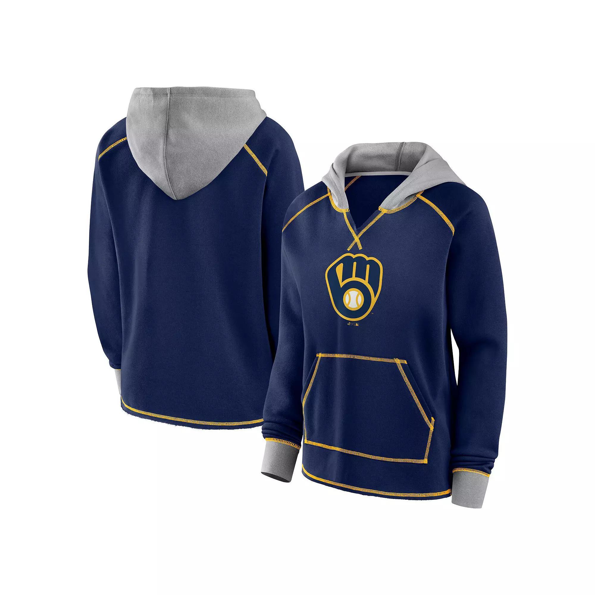 Women's Navy Dallas Cowboys Boom Fleece Pullover V-Neck Hoodie, Size: Large, Blue Product Image
