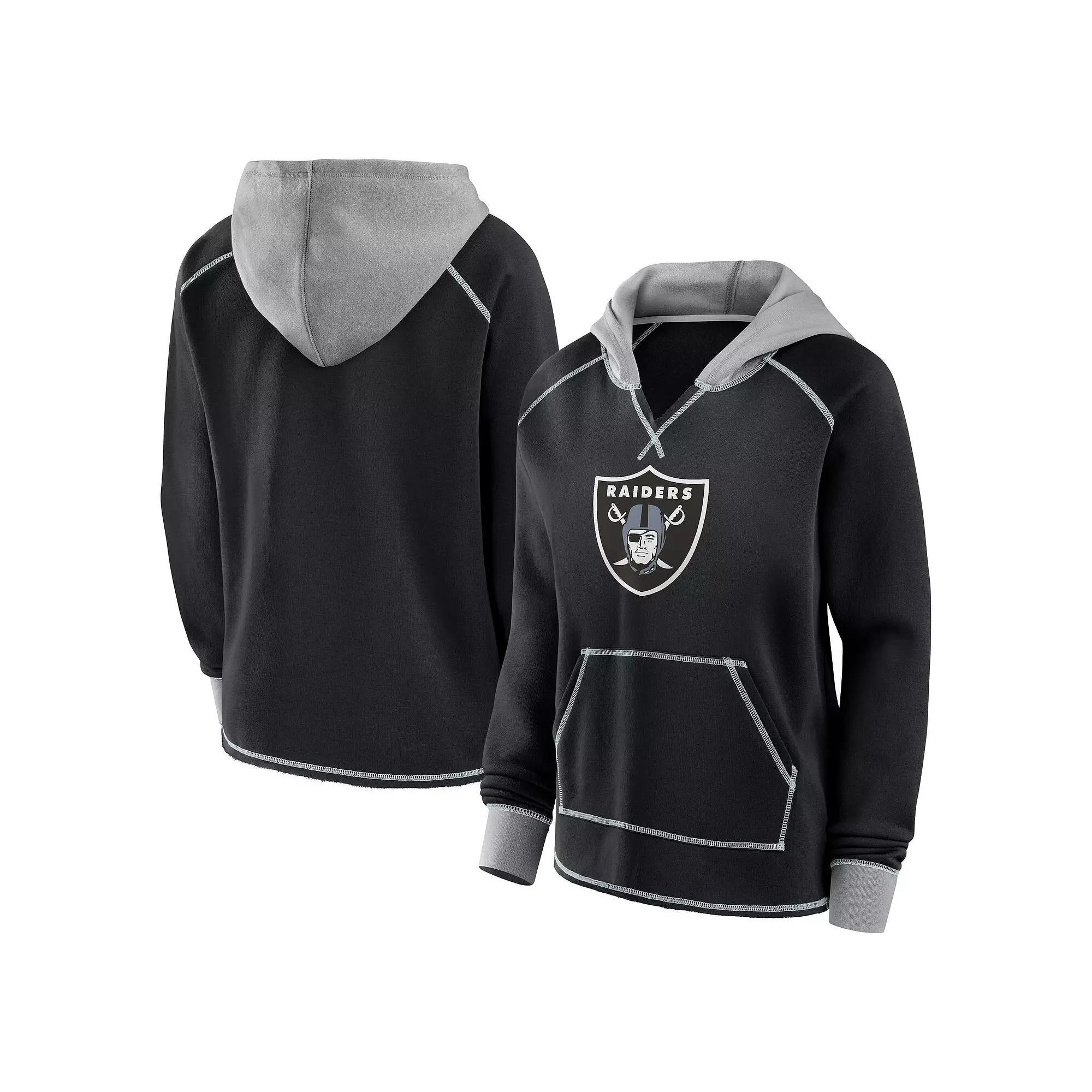 Women's Black Las Vegas Raiders Boom Fleece Pullover V-Neck Hoodie, Size: XS, Lvr Black Product Image