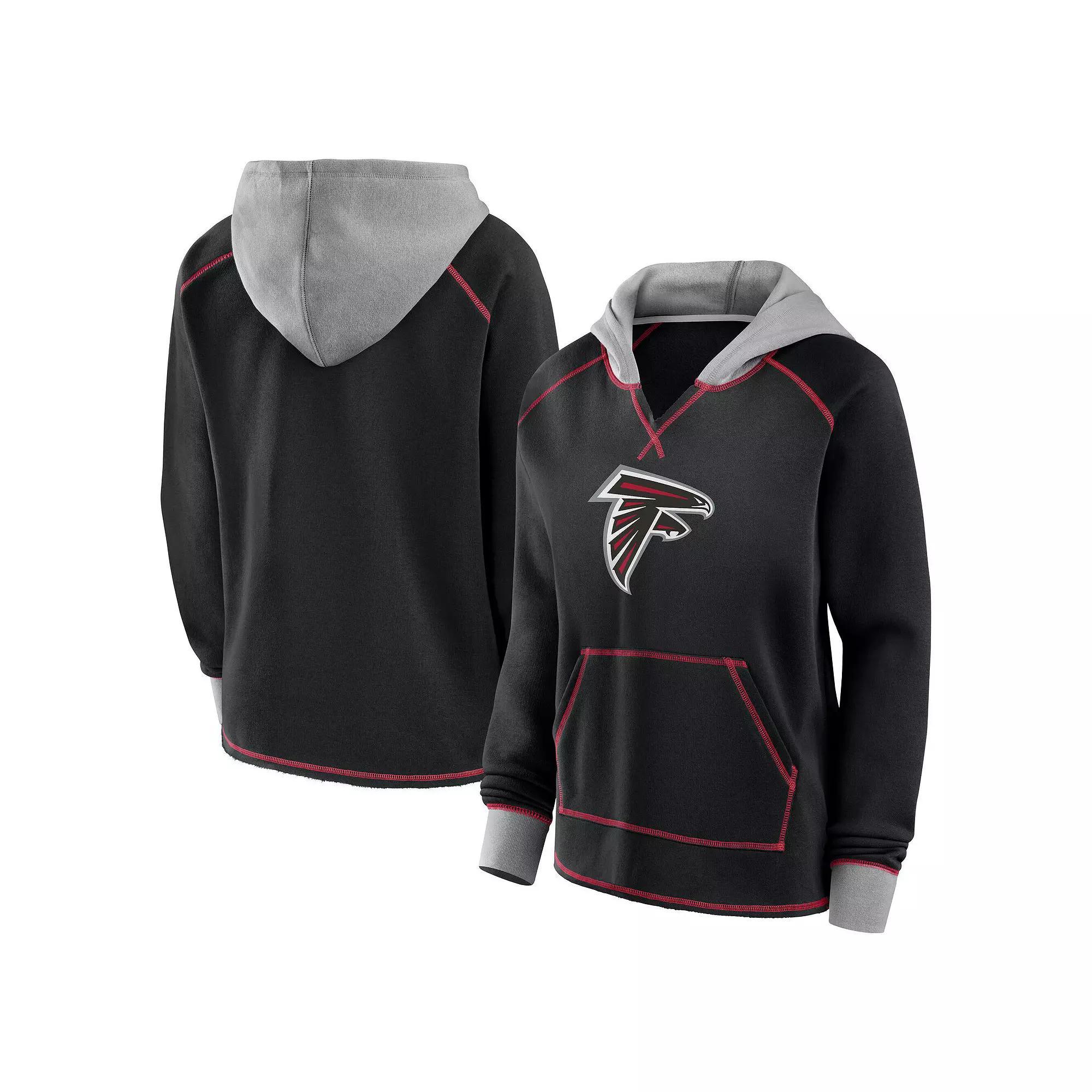 Women's Black Atlanta Falcons Boom Fleece Pullover V-Neck Hoodie, Size: Large Product Image