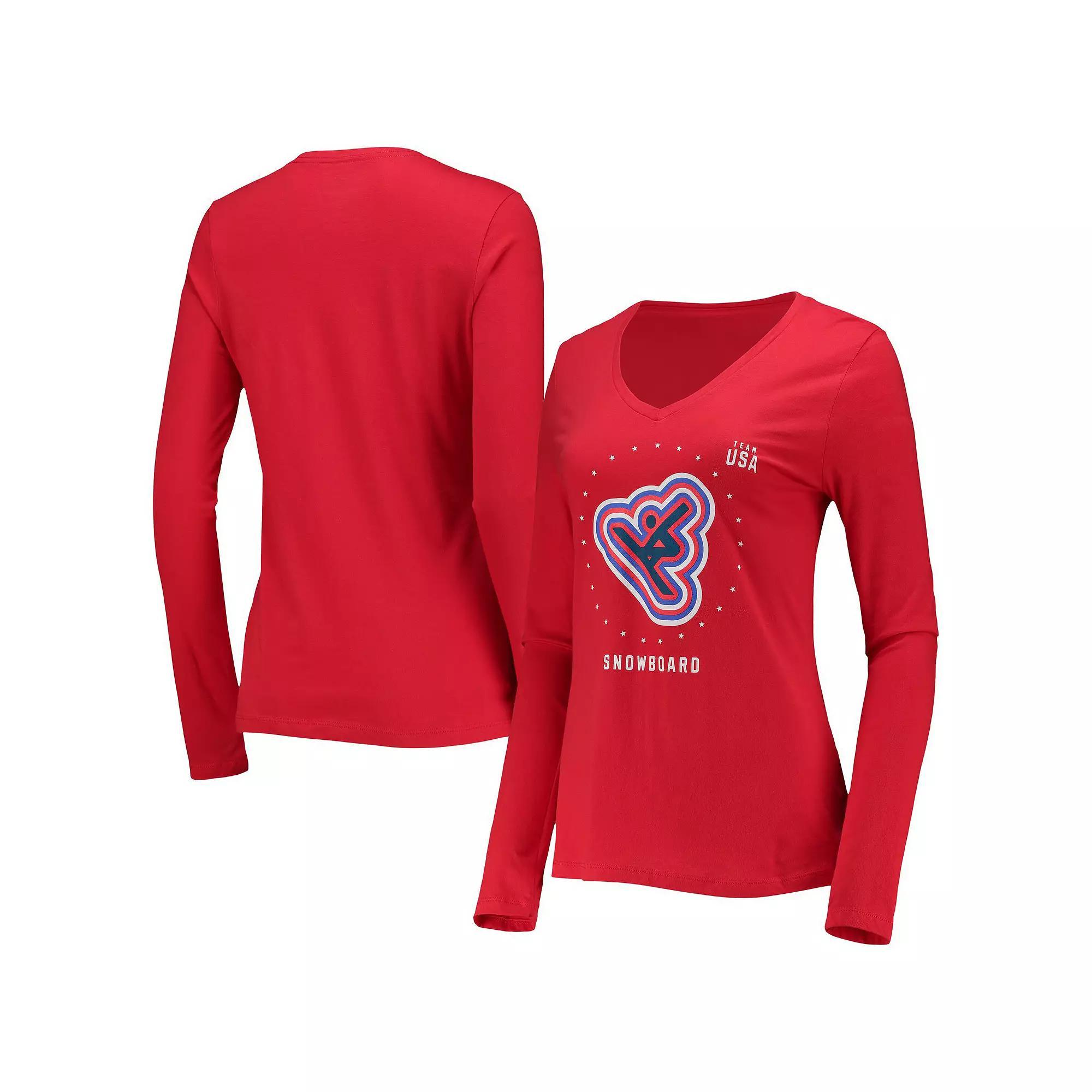 Women's Fanatics Branded Red Team USA Snowboarding Long Sleeve T-Shirt, Size: 2XL, Usa Red Product Image