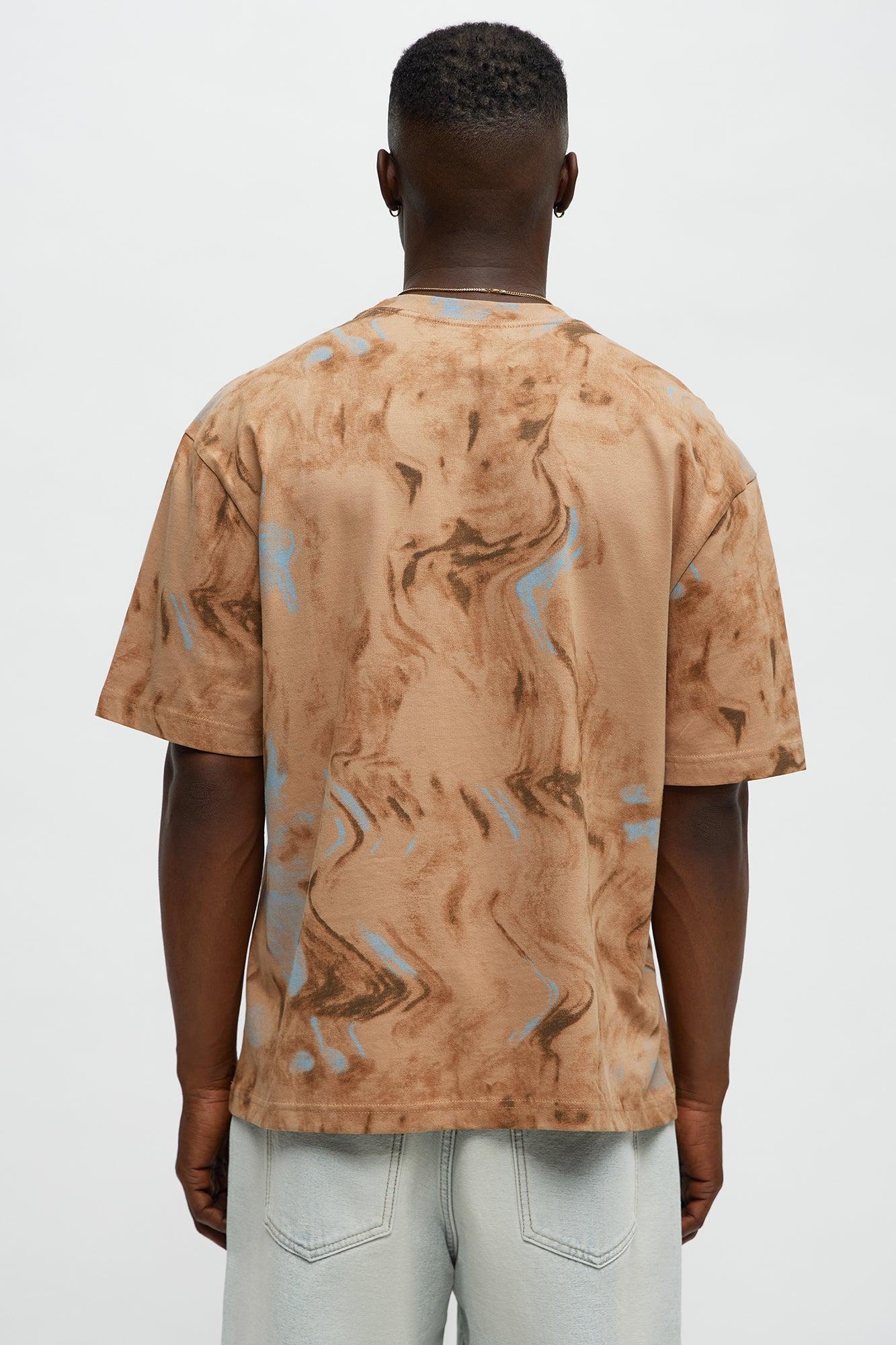 Marble Print Relaxed Tee - Taupe Product Image