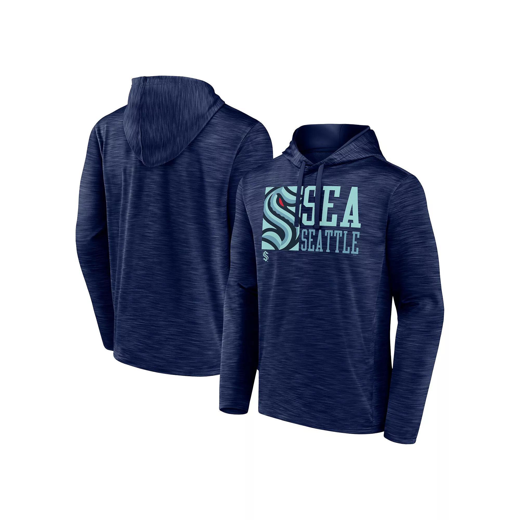 Men's Fanatics Deep Sea Blue Seattle Kraken Never Quit Pullover Hoodie, Size: 4XL, Krk Blue Product Image