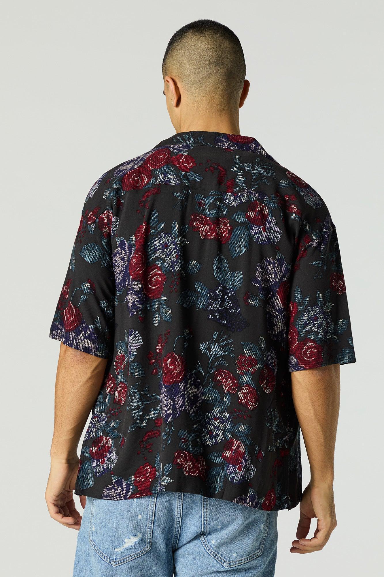 Floral Print Short Sleeve Button-Up Top Male Product Image