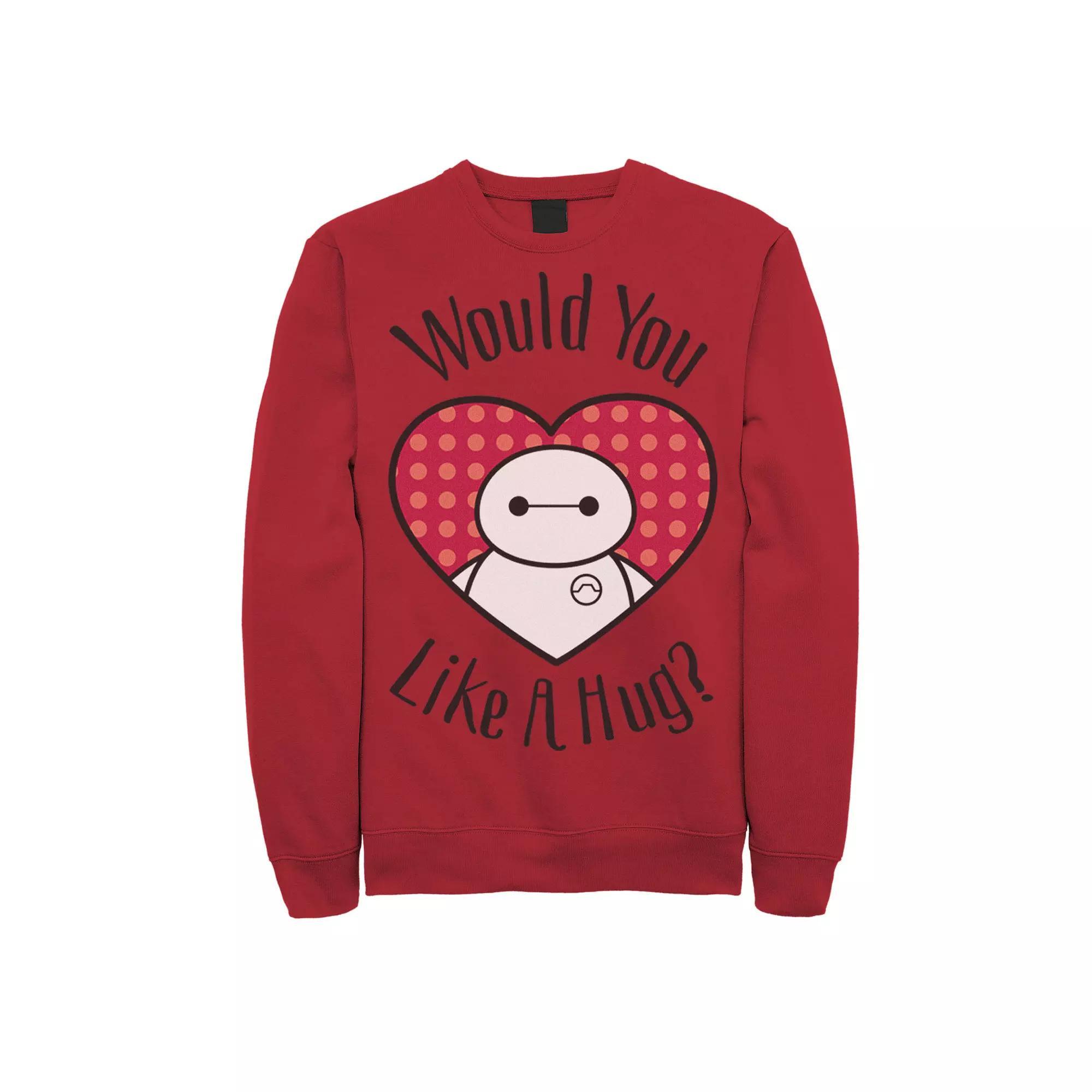 Disney's Big Hero 6 Baymax In A Heart Would You Like A Hug Men's Sweatshirt, Size: XL, Red Product Image