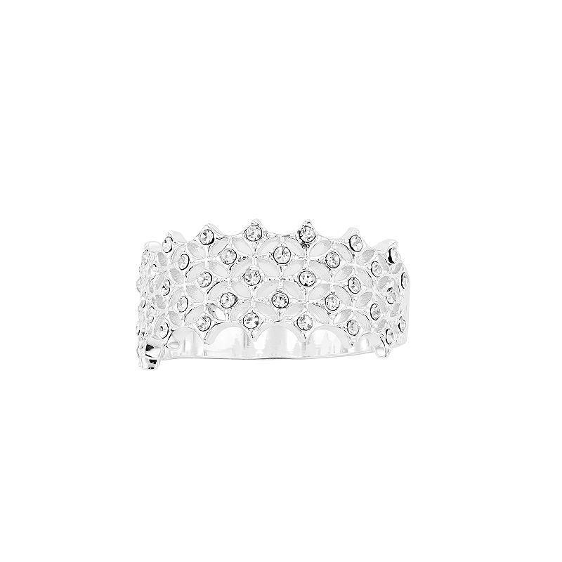 Brilliance Silver Tone Crystal Openwork Ring, Women's, Size: 7, Silver Tone Clear Product Image