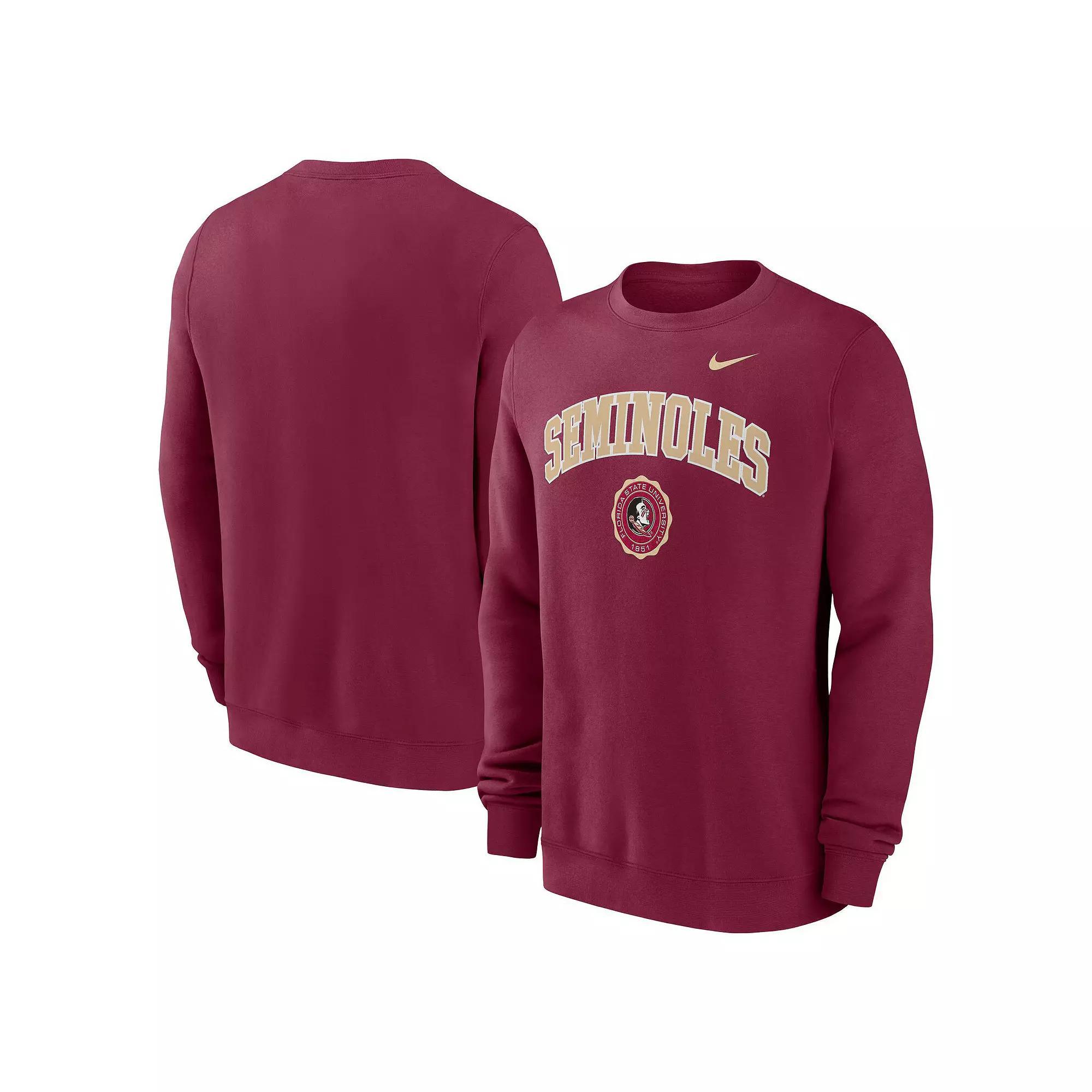 Men's Nike Garnet Florida State Seminoles Arched Seal Pullover Sweatshirt, Size: Large, Red Product Image