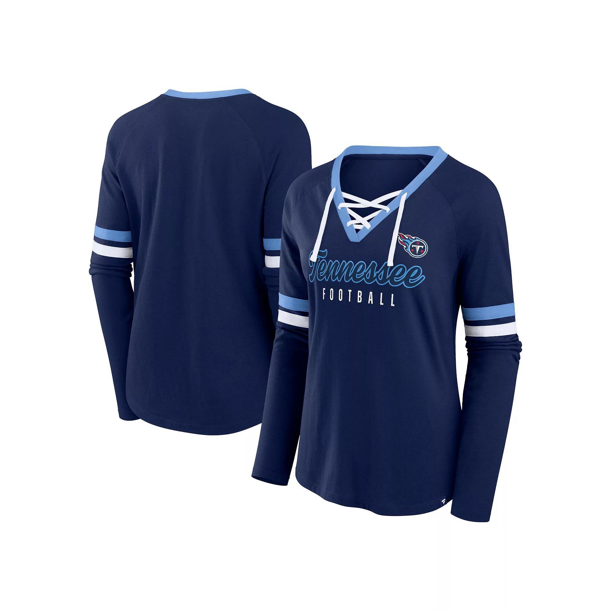 Women's Fanatics Royal New York Mets Won & Done Raglan Lace-Up Long Sleeve T-Shirt, Size: 2XL, Blue Product Image