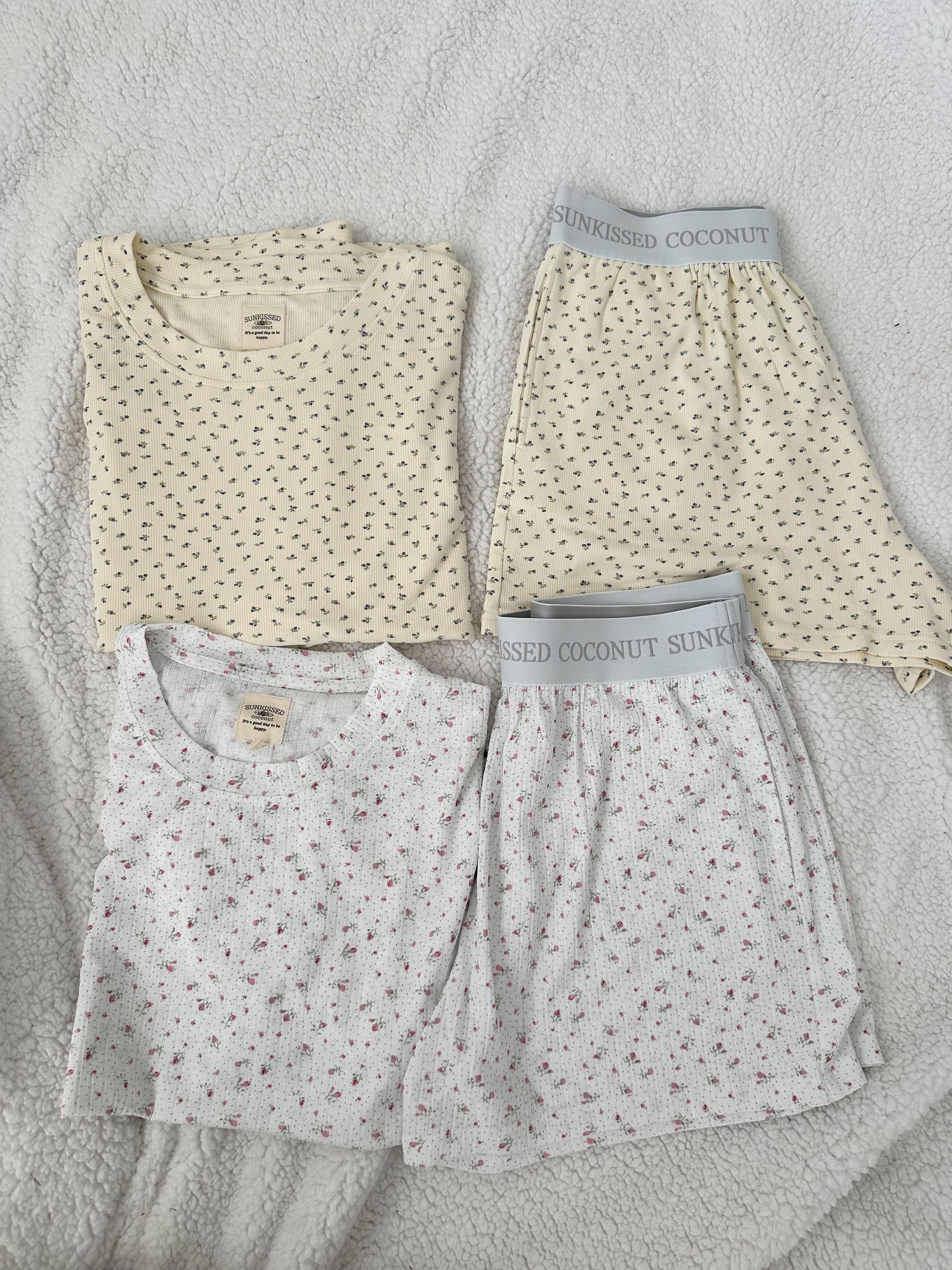 White Floral Pajama Shorts Product Image