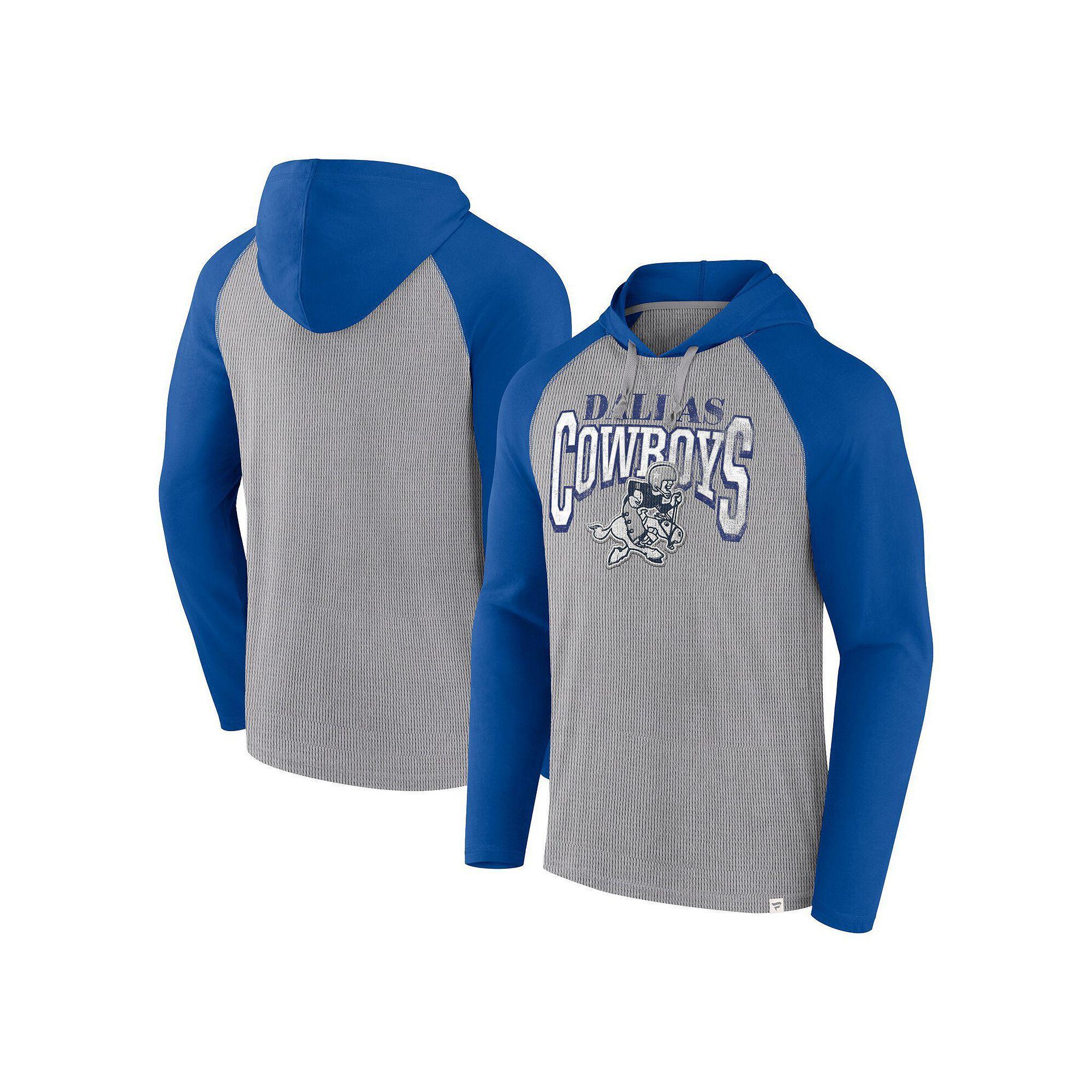 Men's Fanatics Silver/Navy Dallas Cowboys Under Center Long Sleeve Hoodie T-Shirt, Size: Small Product Image