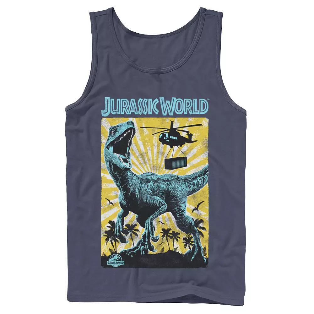 Men's Jurassic World T-Rex Color Pop Retro Poster Tank Top, Size: XL, Grey Product Image