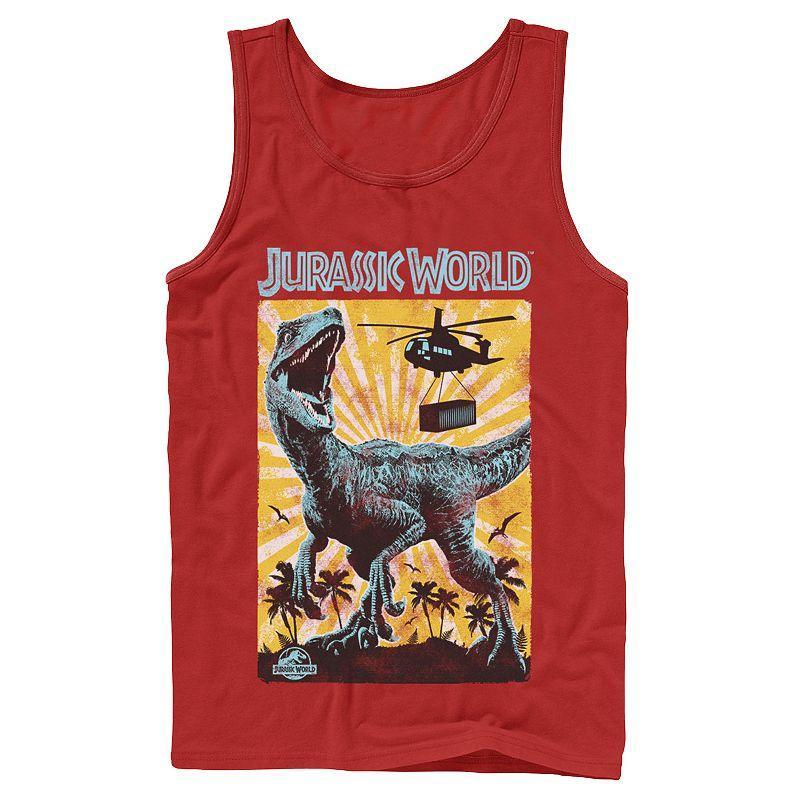 Men's Jurassic World T-Rex Color Pop Retro Poster Tank Top, Size: XL, Grey Product Image