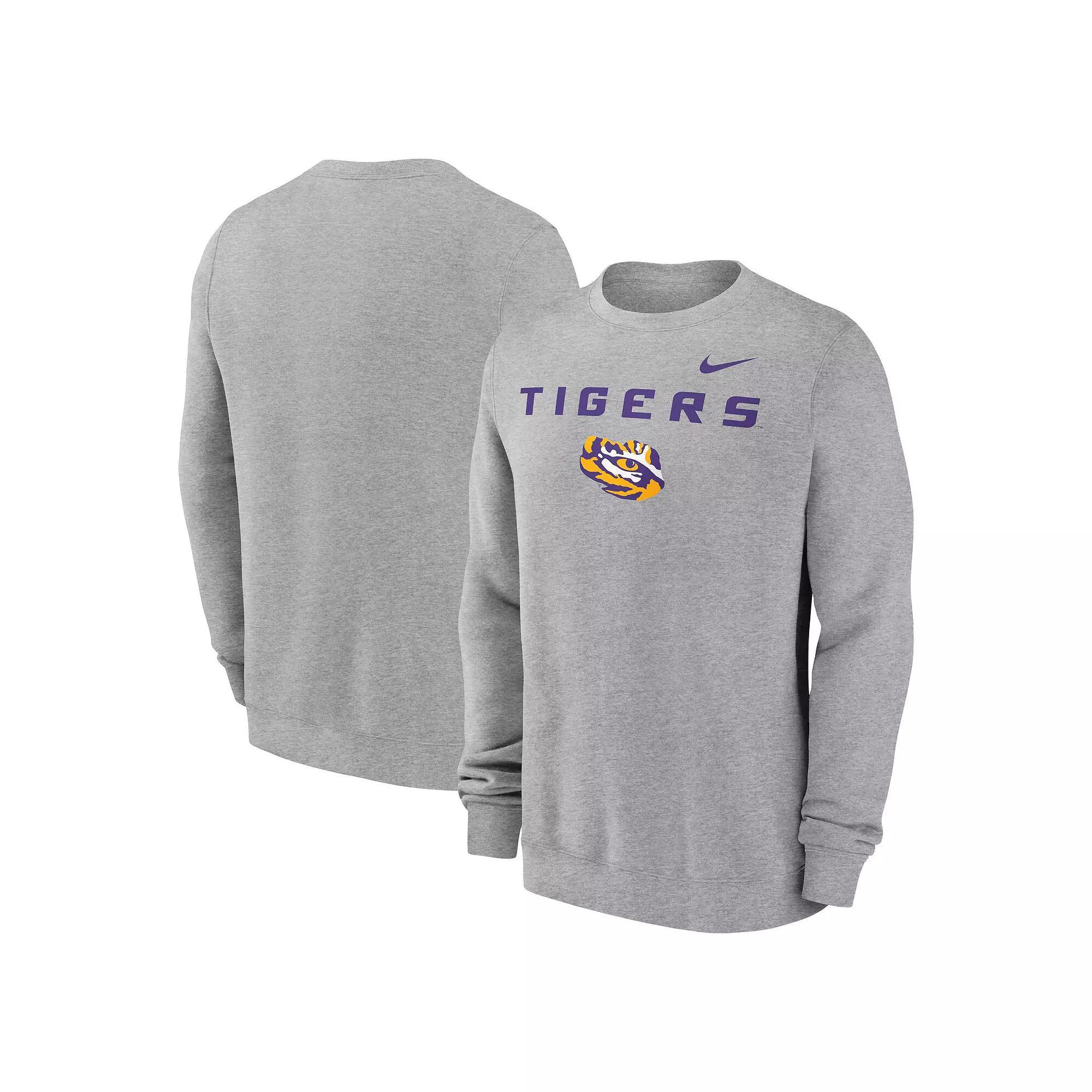 Mens Nike Heather Gray LSU Tigers Primetime Primary Stack Pullover Sweatshirt Product Image
