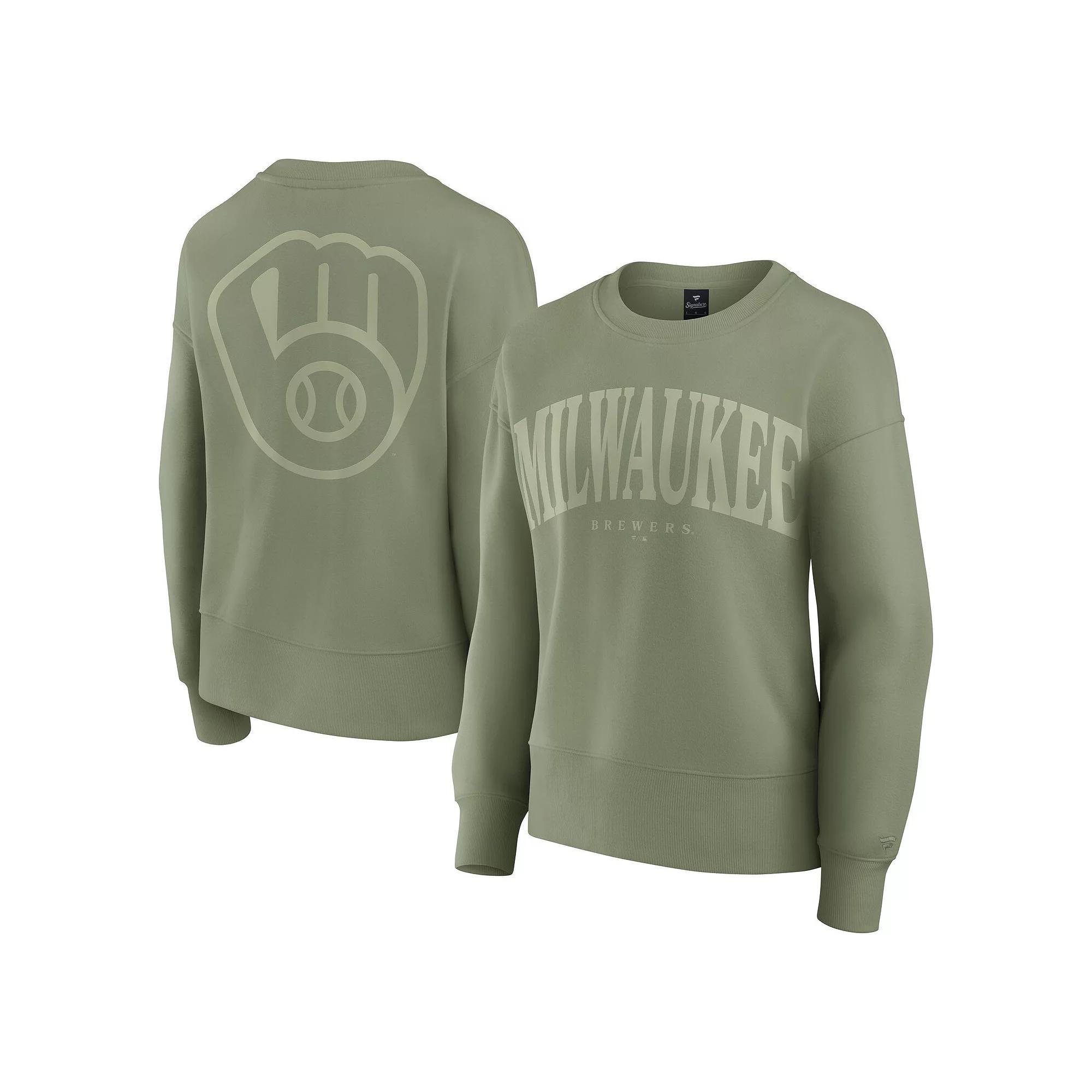 Women's Fanatics Green Milwaukee Brewers Elements Flow Pullover Sweatshirt, Size: XL Product Image