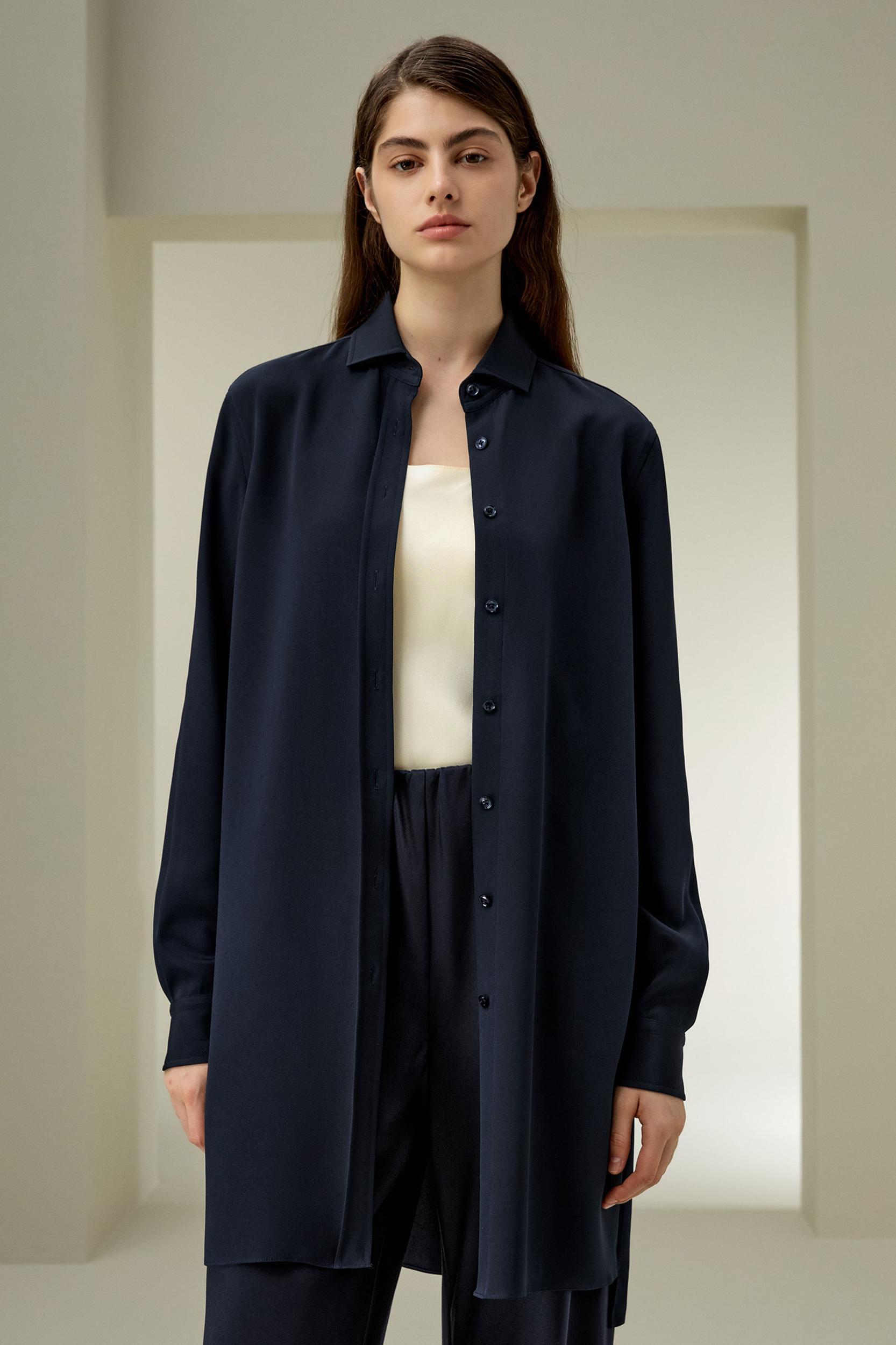 Classic Longline Silk Shirt Product Image