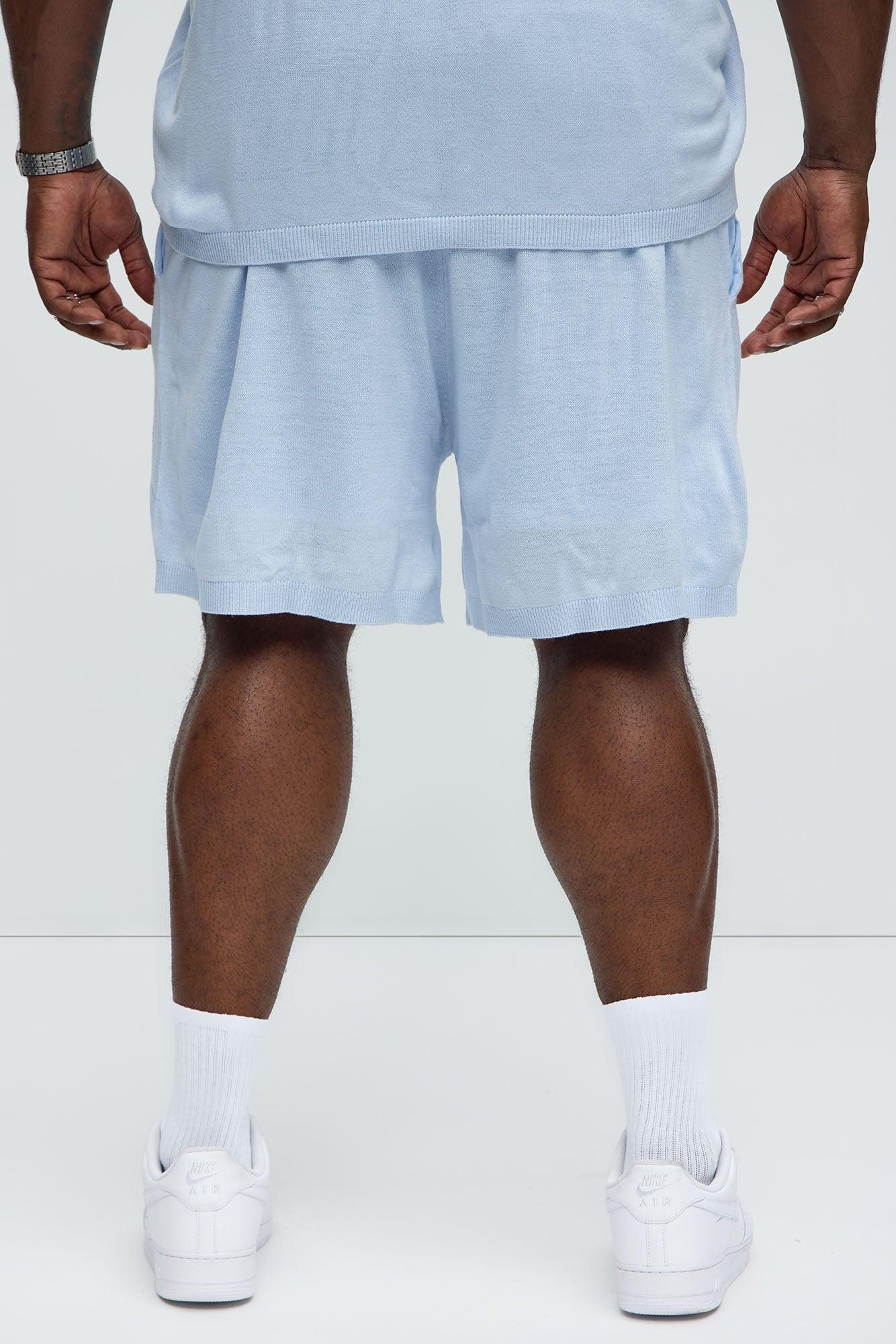 Finley Knitted Shorts - Light Blue Product Image