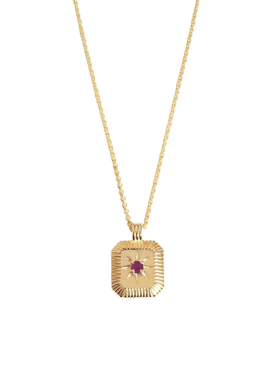 Womens 18K-Yellow-Gold Vermeil & Birthstone Pendant Necklace Product Image