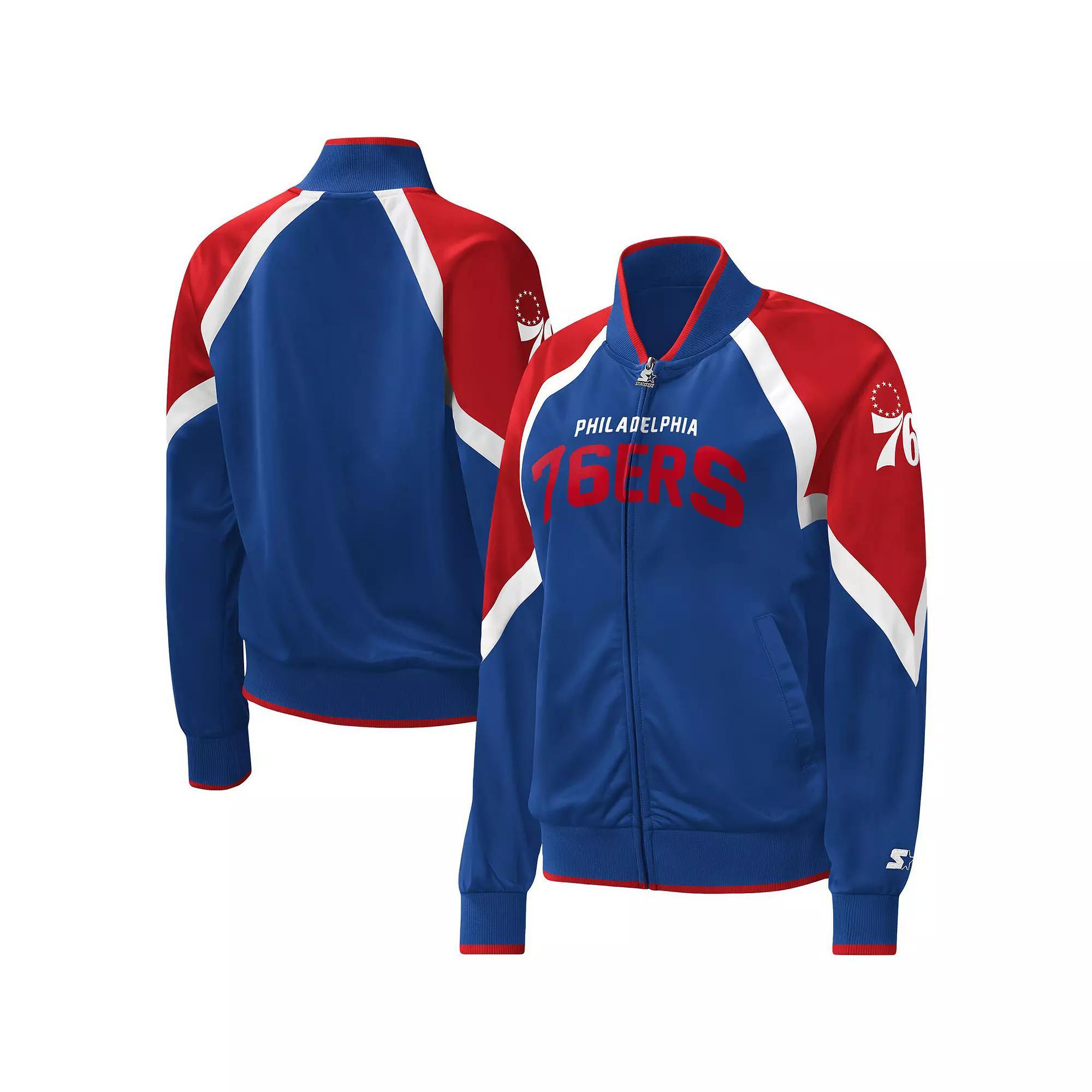 Women's Starter Royal Philadelphia 76ers Slam Dunk Raglan Full-Zip Track Jacket, Size: Large, 76r Blue Product Image