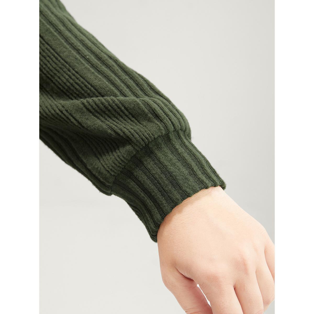 Plus Size Solid Round Neck Pearls Beaded Rib Knit Sweatshirt Women DarkGreen Casual Beaded Round Neck Dailywear Sweatshirts BloomChic 18-20/2X Product Image