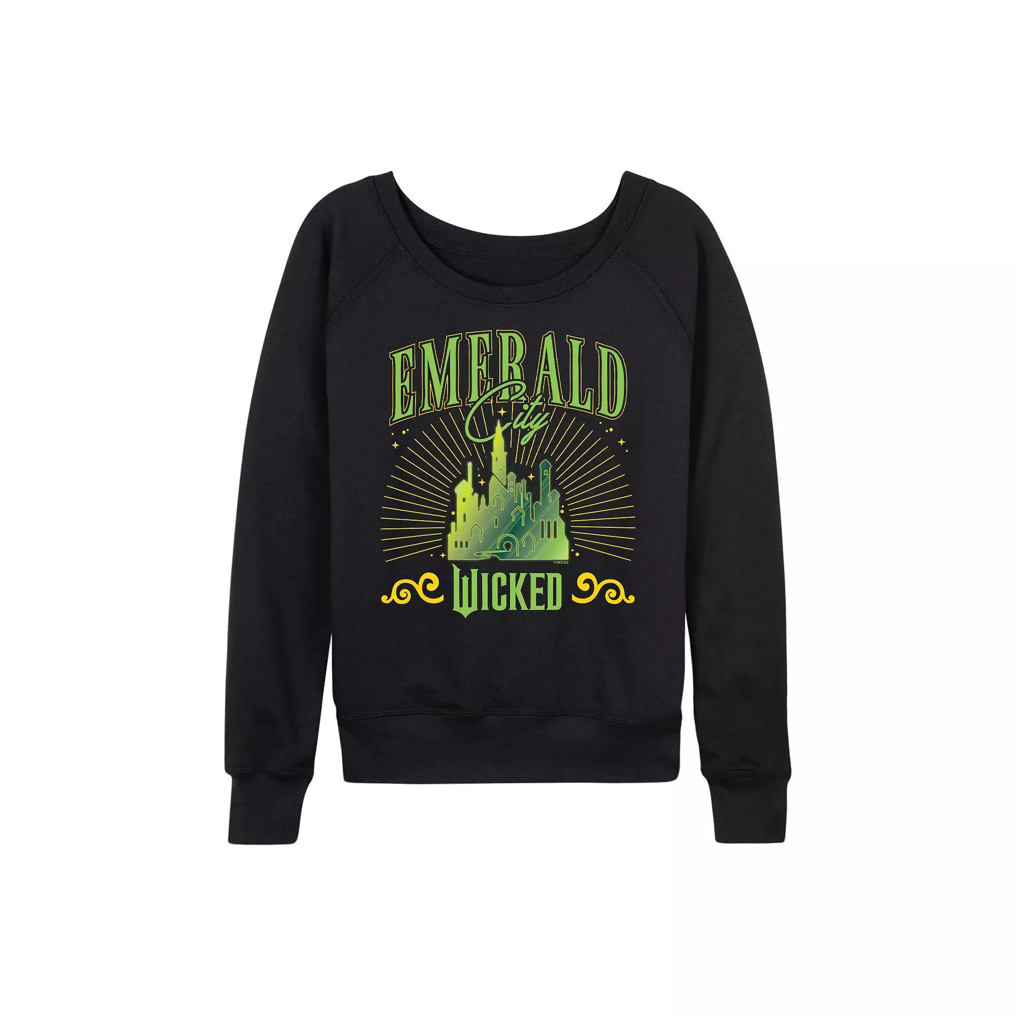 Women's Wicked Emerald City French Terry Long Sleeve Tee, Size: Medium, Black Product Image