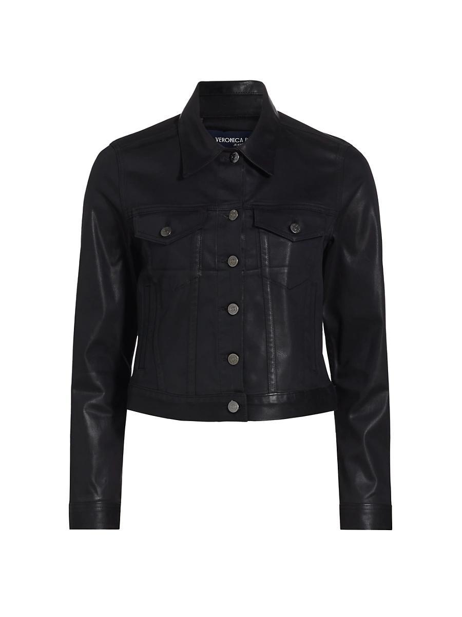 Womens Cara Coated Denim Trucker Jacket Product Image