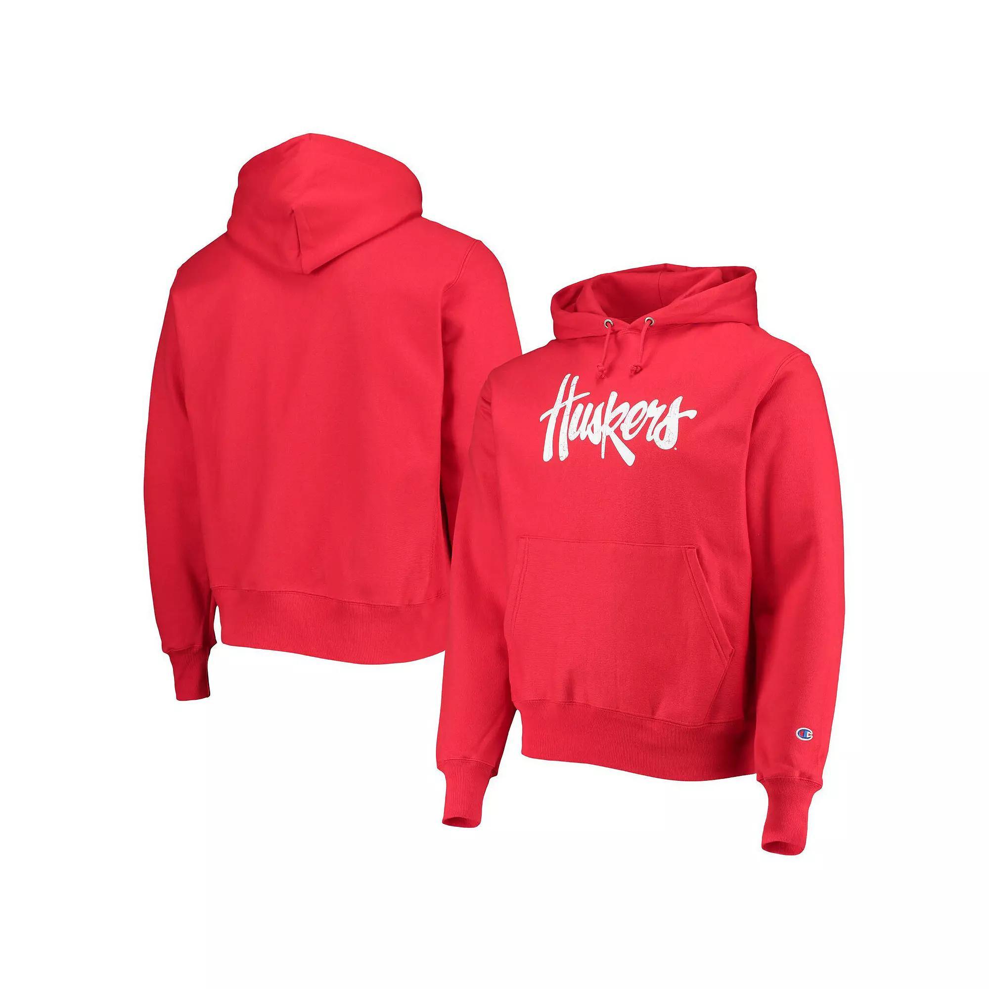 Men's Champion Scarlet Nebraska Huskers Vault Logo Reverse Weave Pullover Hoodie, Size: XL, Red Product Image