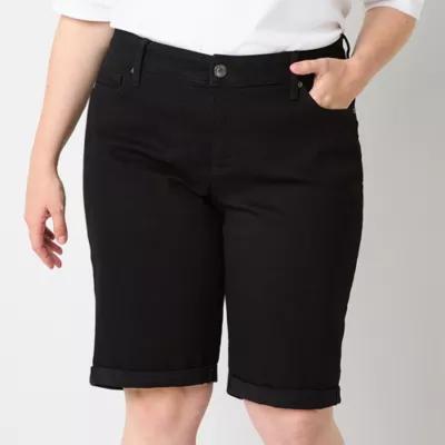St. John's Bay Womens Mid Rise Denim Bermuda Short-Plus Product Image