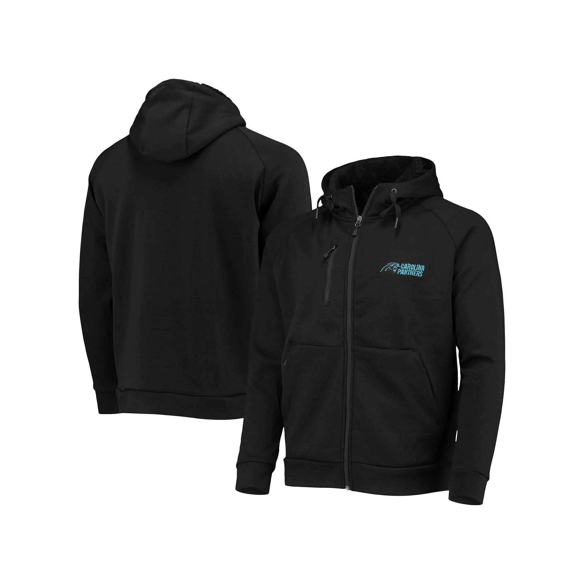 Men's Dunbrooke Black Carolina Panthers Shag Tri-Blend Full-Zip Raglan Hoodie, Size: Large Product Image