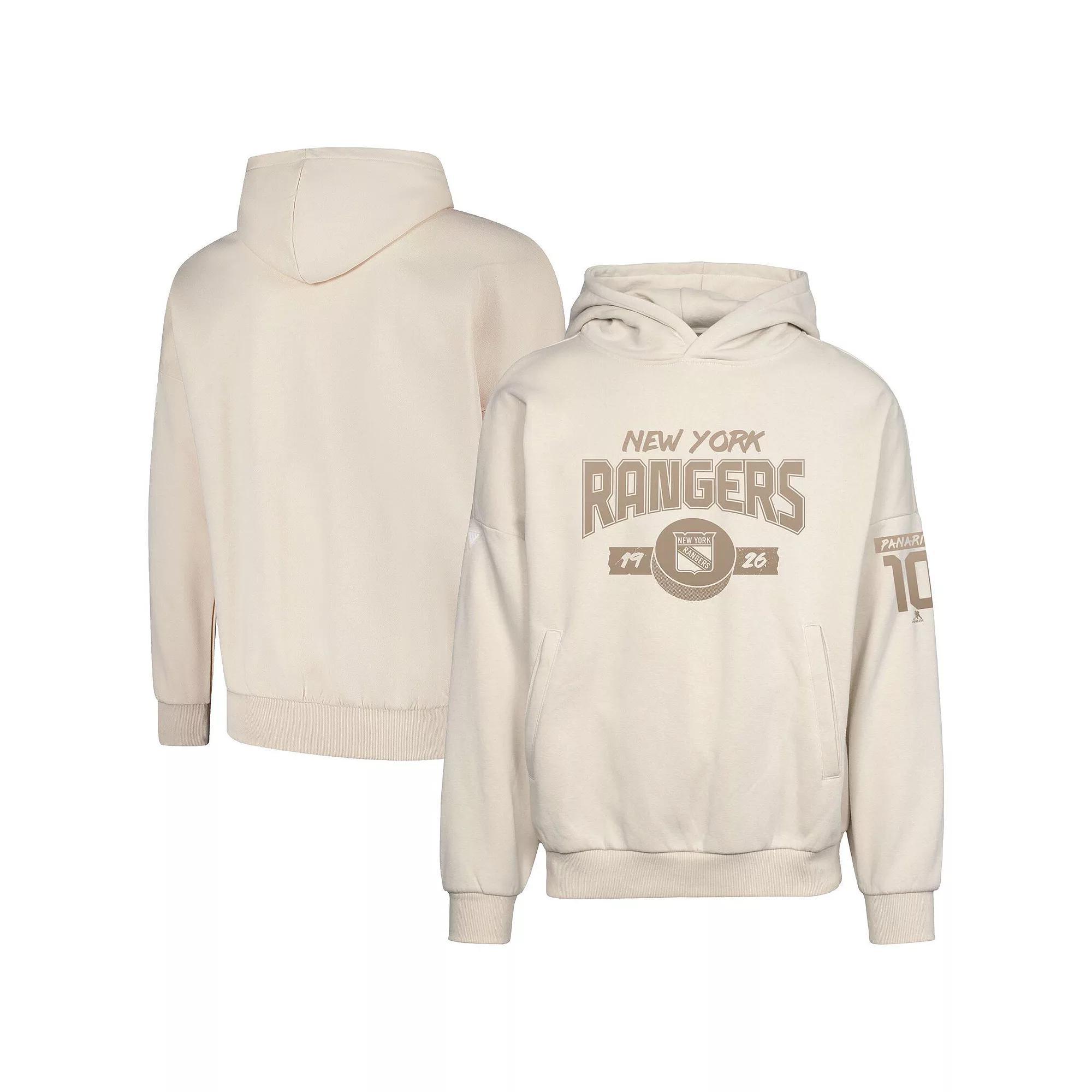 Mens Levelwear Artemi Panarin Khaki New York Rangers Oversized Contact Name & Number Pullover Hoodie Product Image
