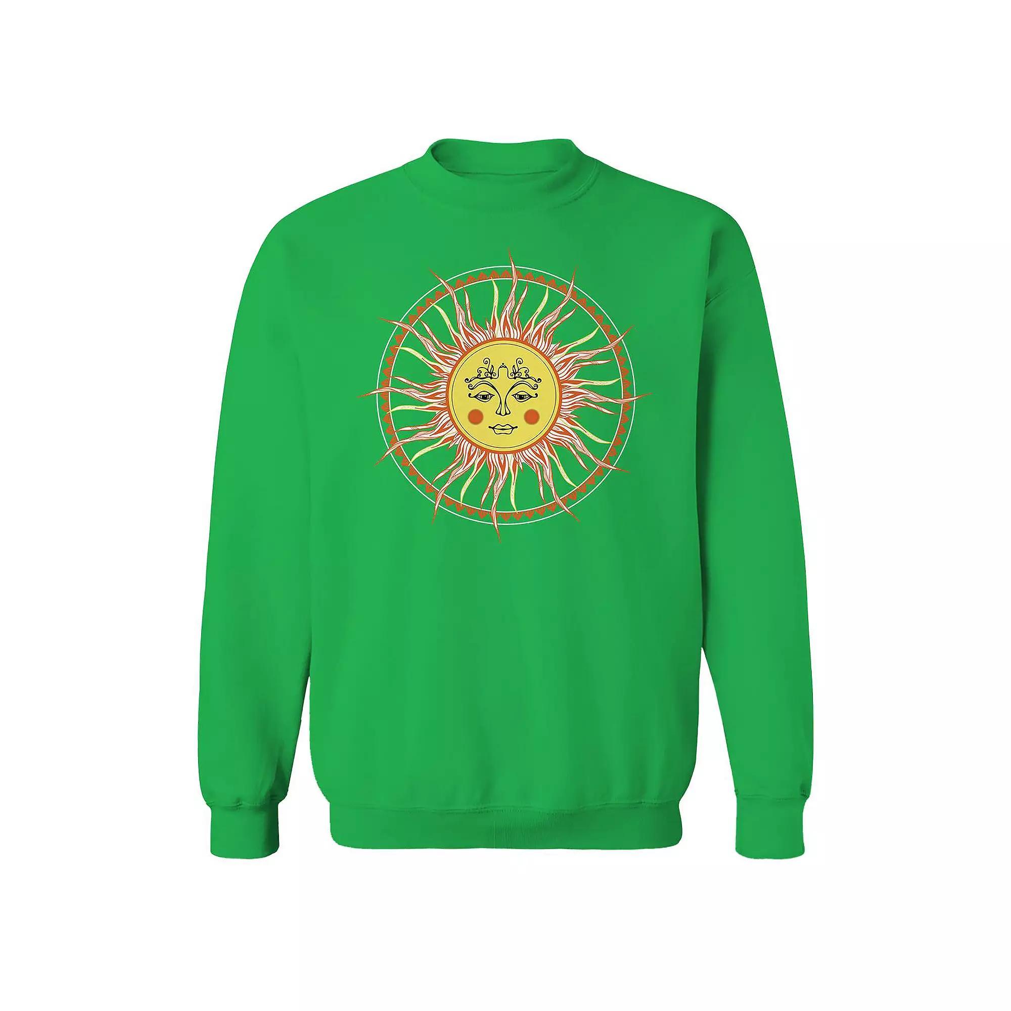 Men's Illustrated Celestial Sun Long Sleeve Graphic Tee, Size: Large, Irish Green Product Image