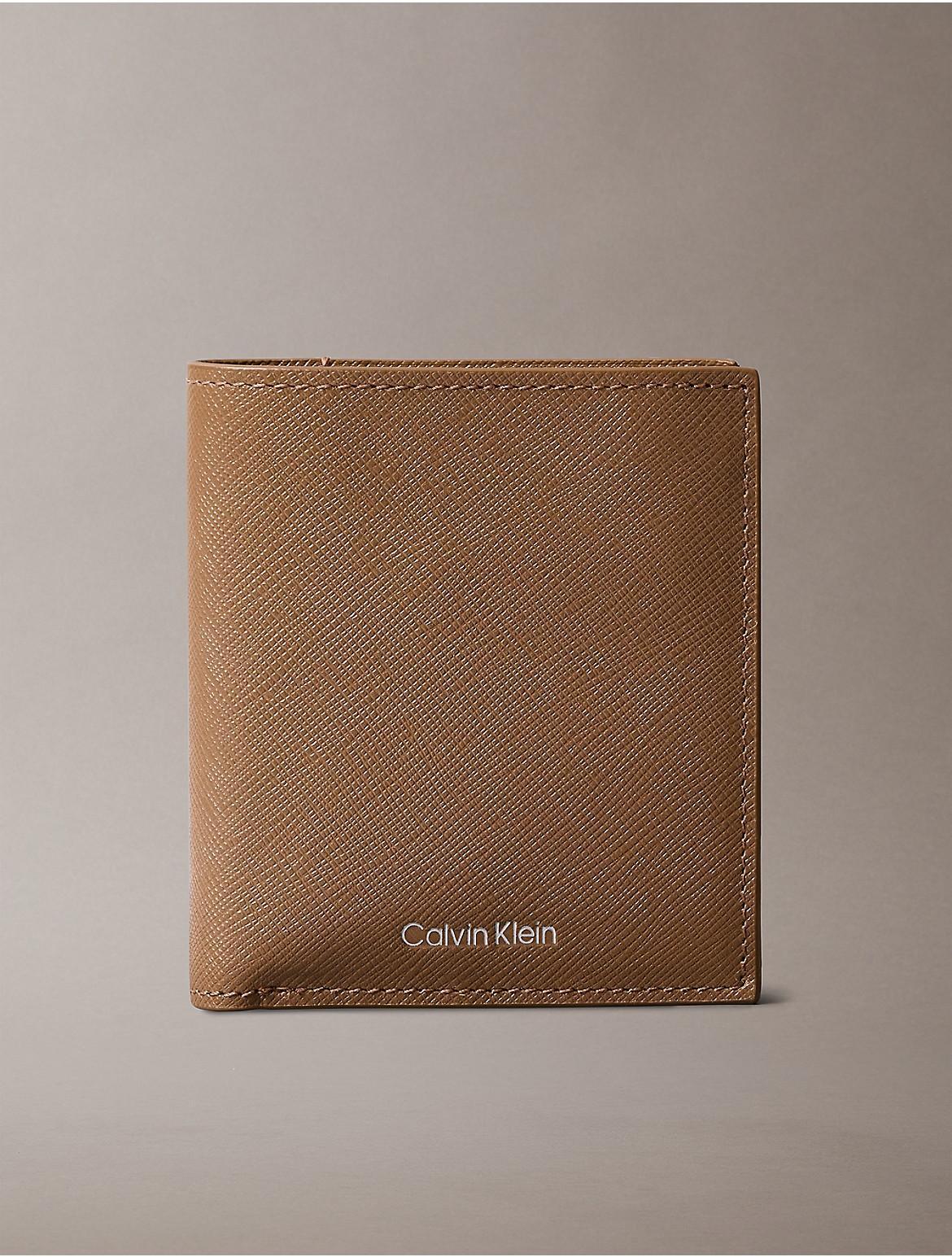 Calvin Klein Mens Refined Saffiano Slim Bifold Wallet - Brown Product Image