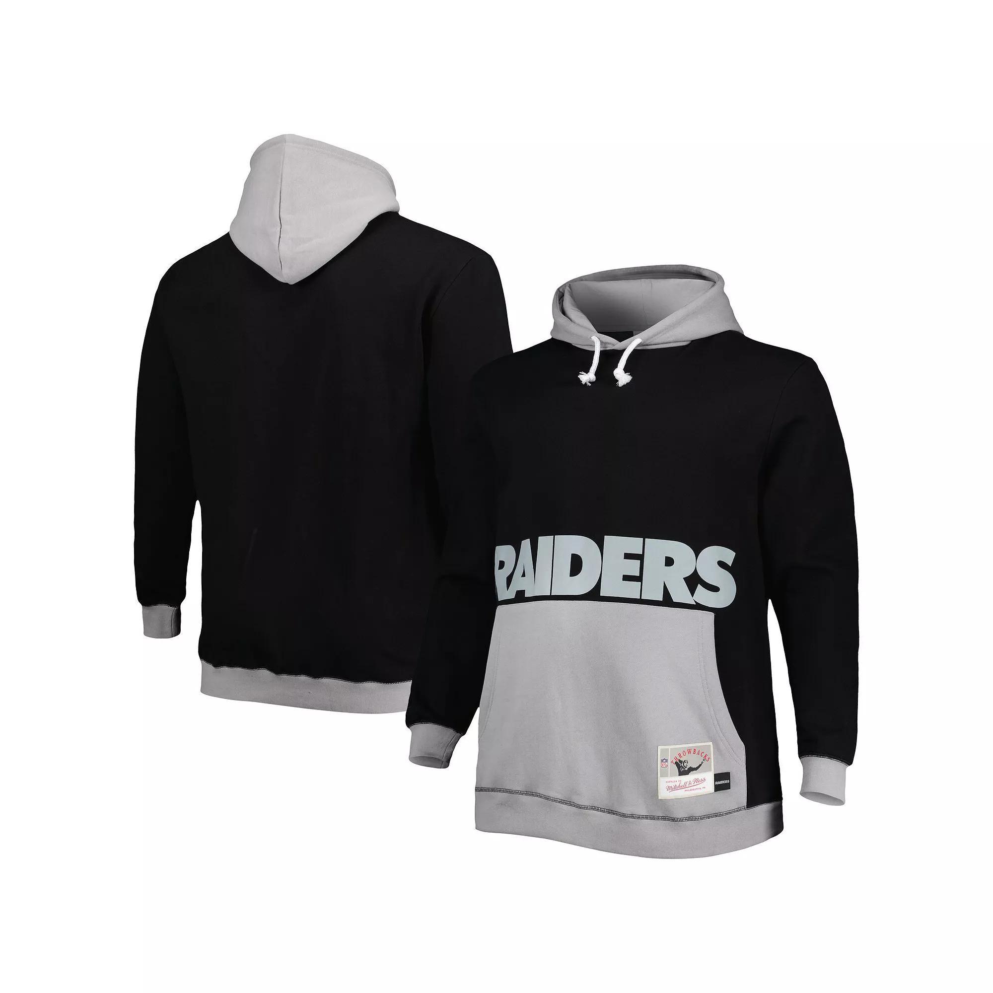 Men's Mitchell & Ness Black/Silver Las Vegas Raiders Big & Tall Big Face Pullover Hoodie, Size: XLT, Lvr Black Product Image