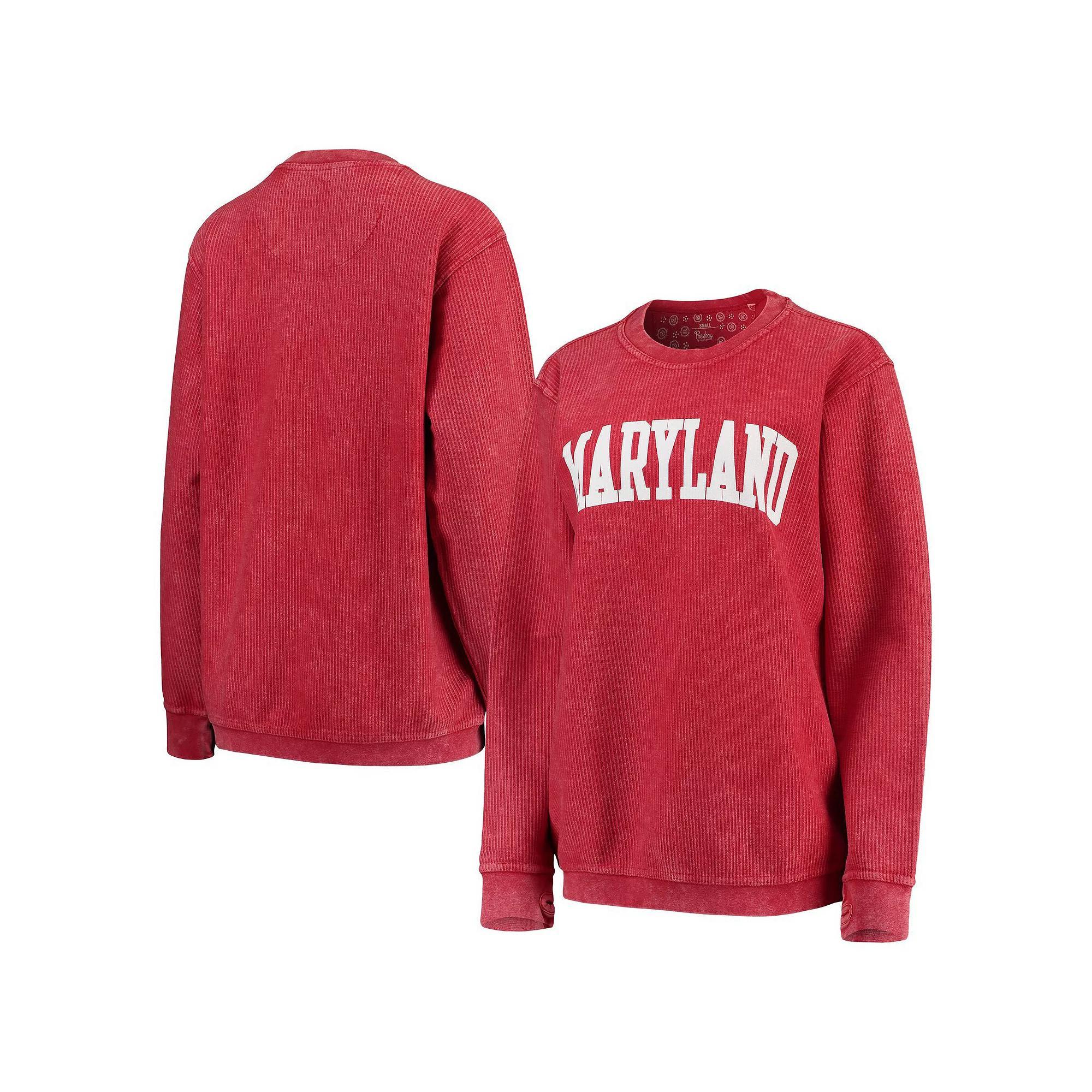 Womens Pressbox Maryland Terrapins Comfy Cord Vintage Wash Basic Arch Pullover Sweatshirt Product Image