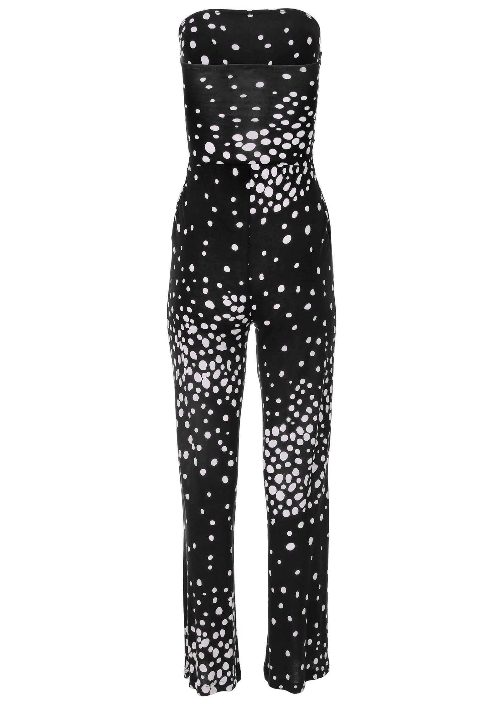 Strapless Printed Jumpsuit - Black & White Product Image