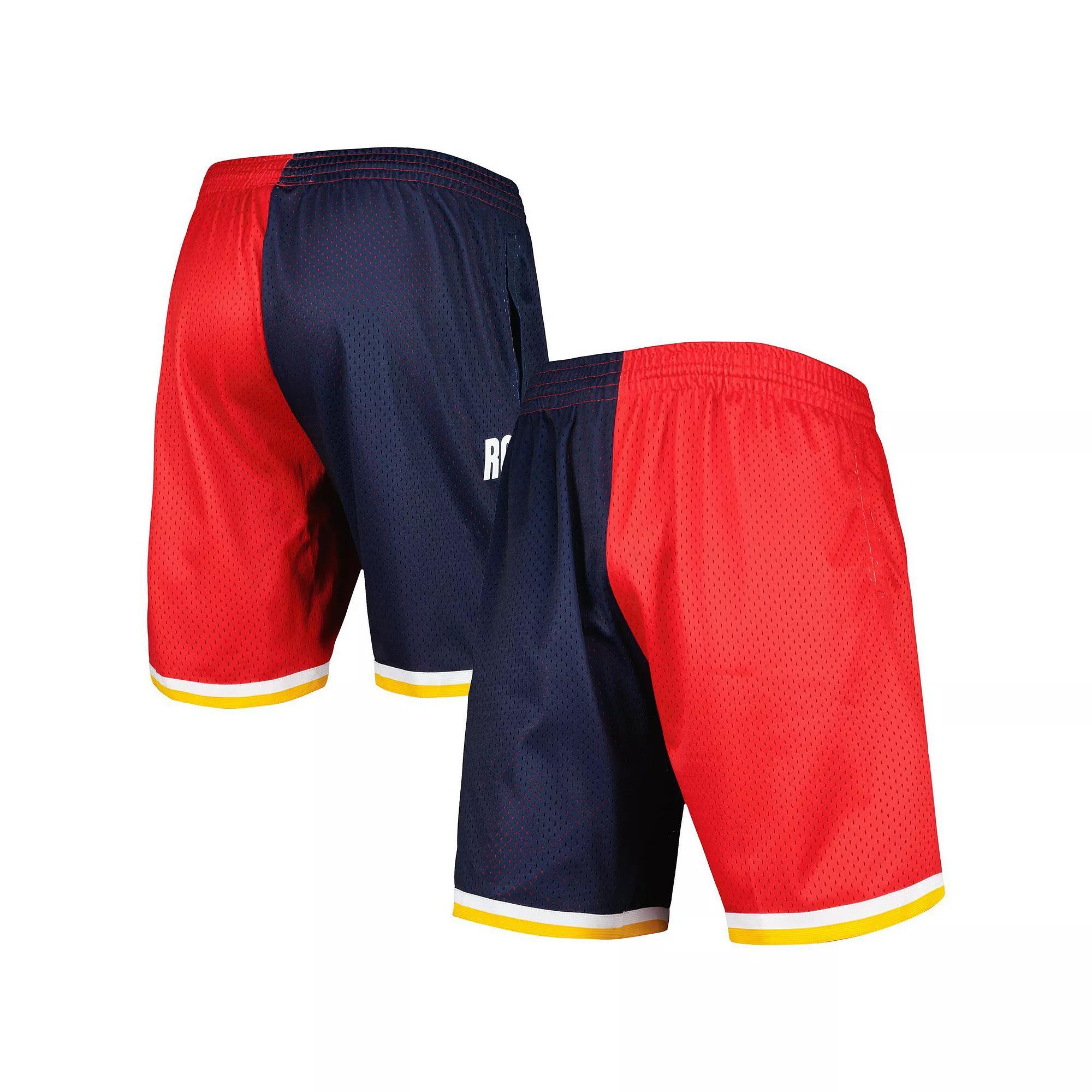Men's Mitchell & Ness Navy/Red Houston Rockets Hardwood Classics 1993 Split Swingman Shorts, Size: Small, Blue Product Image