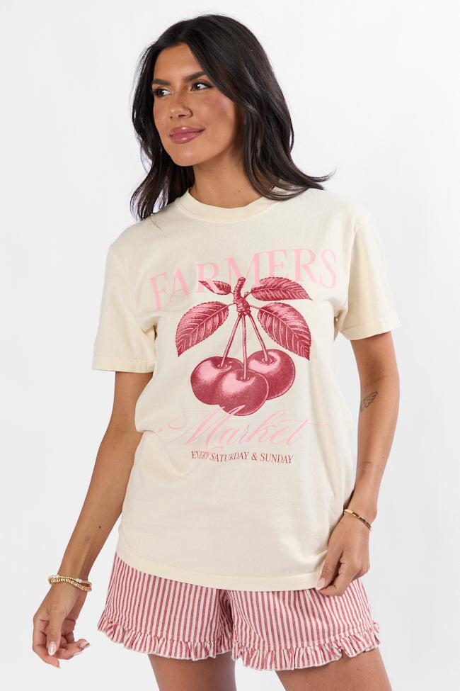 Farmers Market Cherries Ivory Comfort Color Graphic Tee Product Image