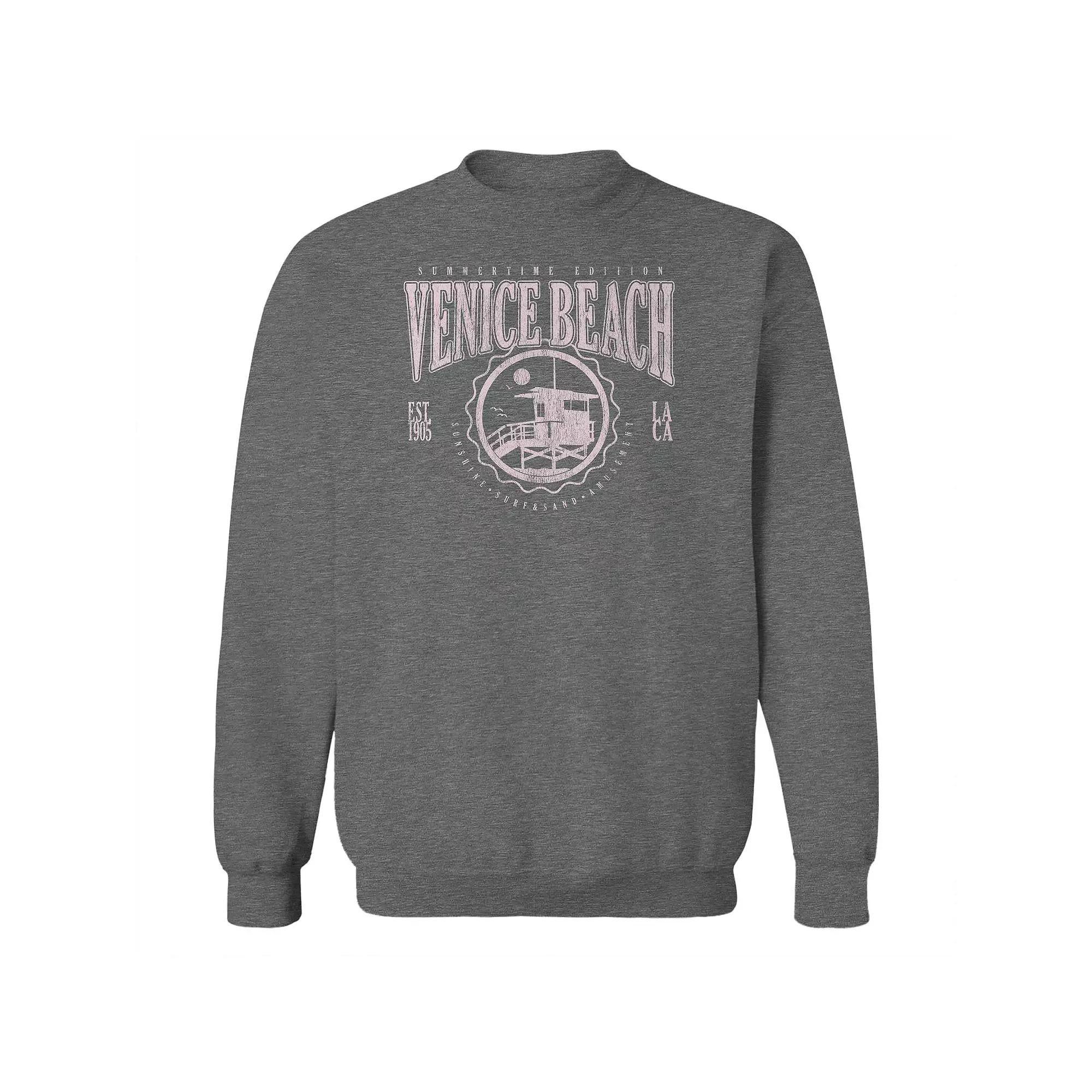 Junior's Venice Beach Graphic Fleece Sweatshirt, Women's, Size: Medium, Grey Heather Product Image